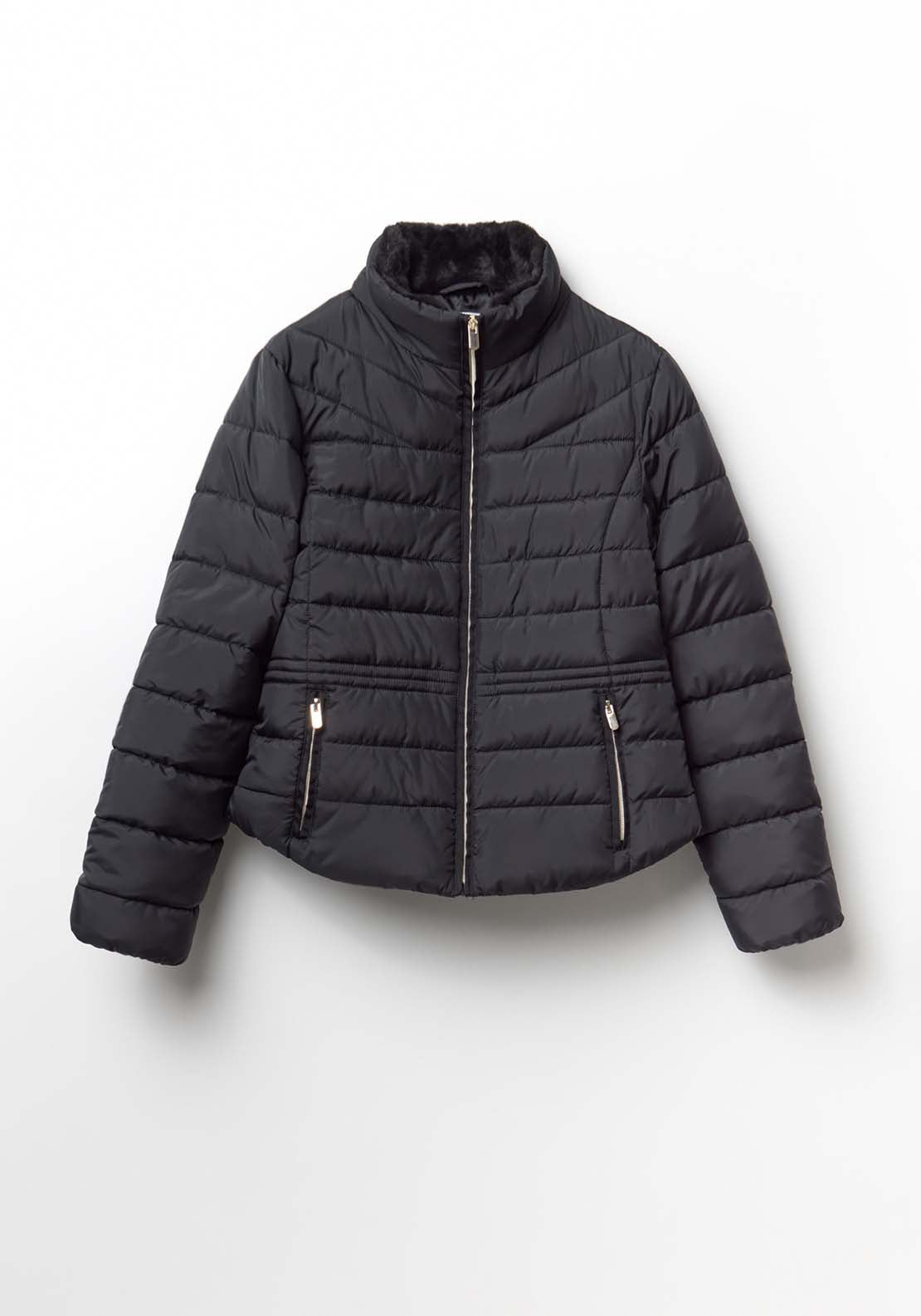 Fur Lined Basic Parka - Black