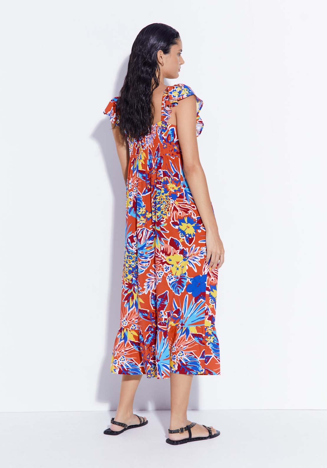 Sfera Printed Ruffle Midi Dress 2 Shaws Department Stores