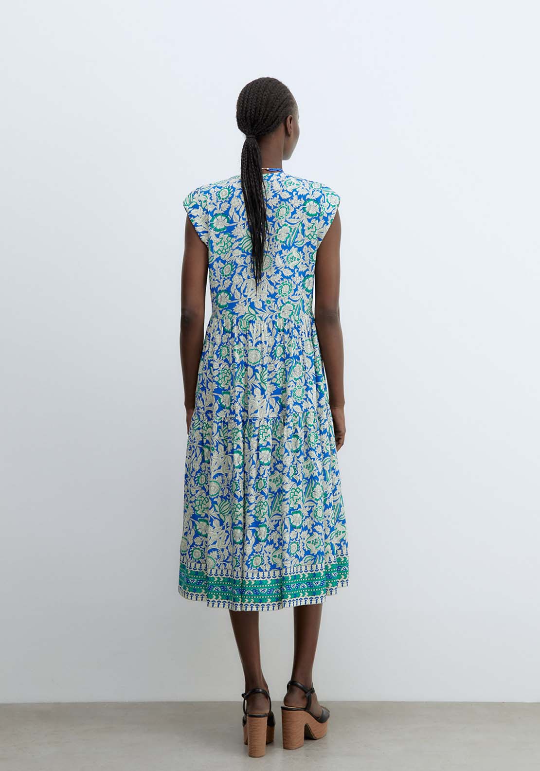 Sfera Neckline Detail Dress - Blue 2 Shaws Department Stores