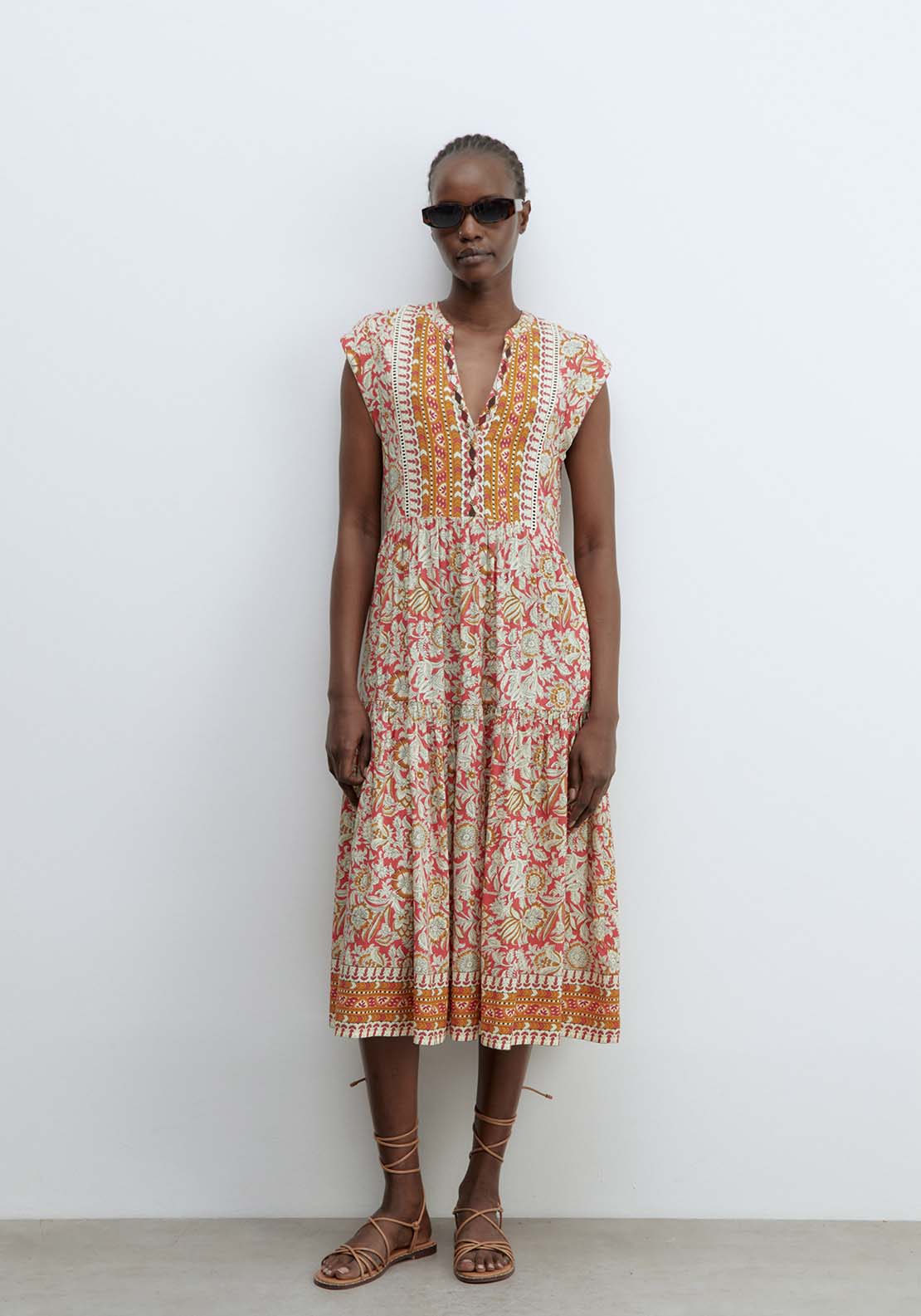 Sfera Neckline Detail Dress - Pink 1 Shaws Department Stores