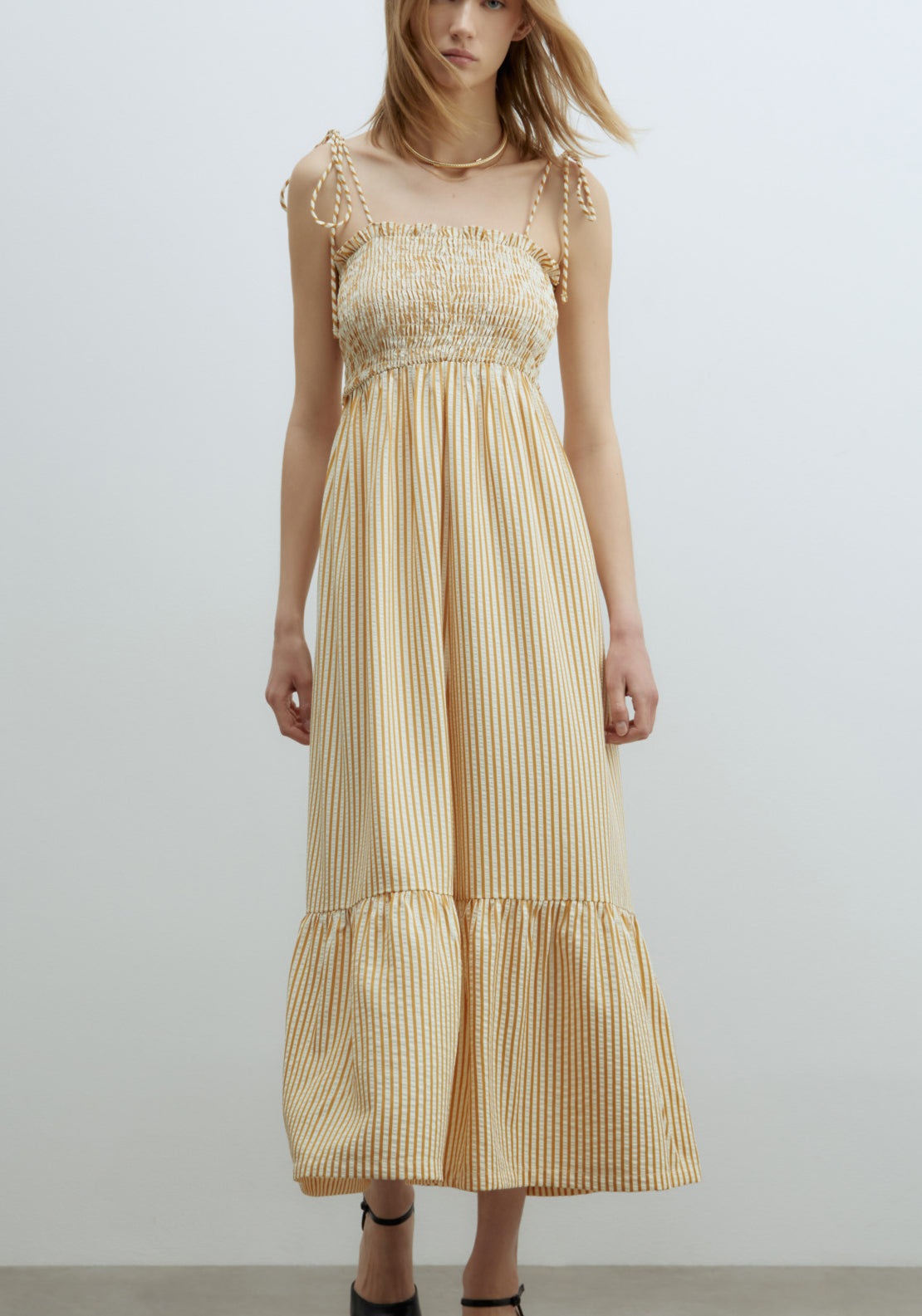 Sfera Midi Dress - Yellow Print 1 Shaws Department Stores