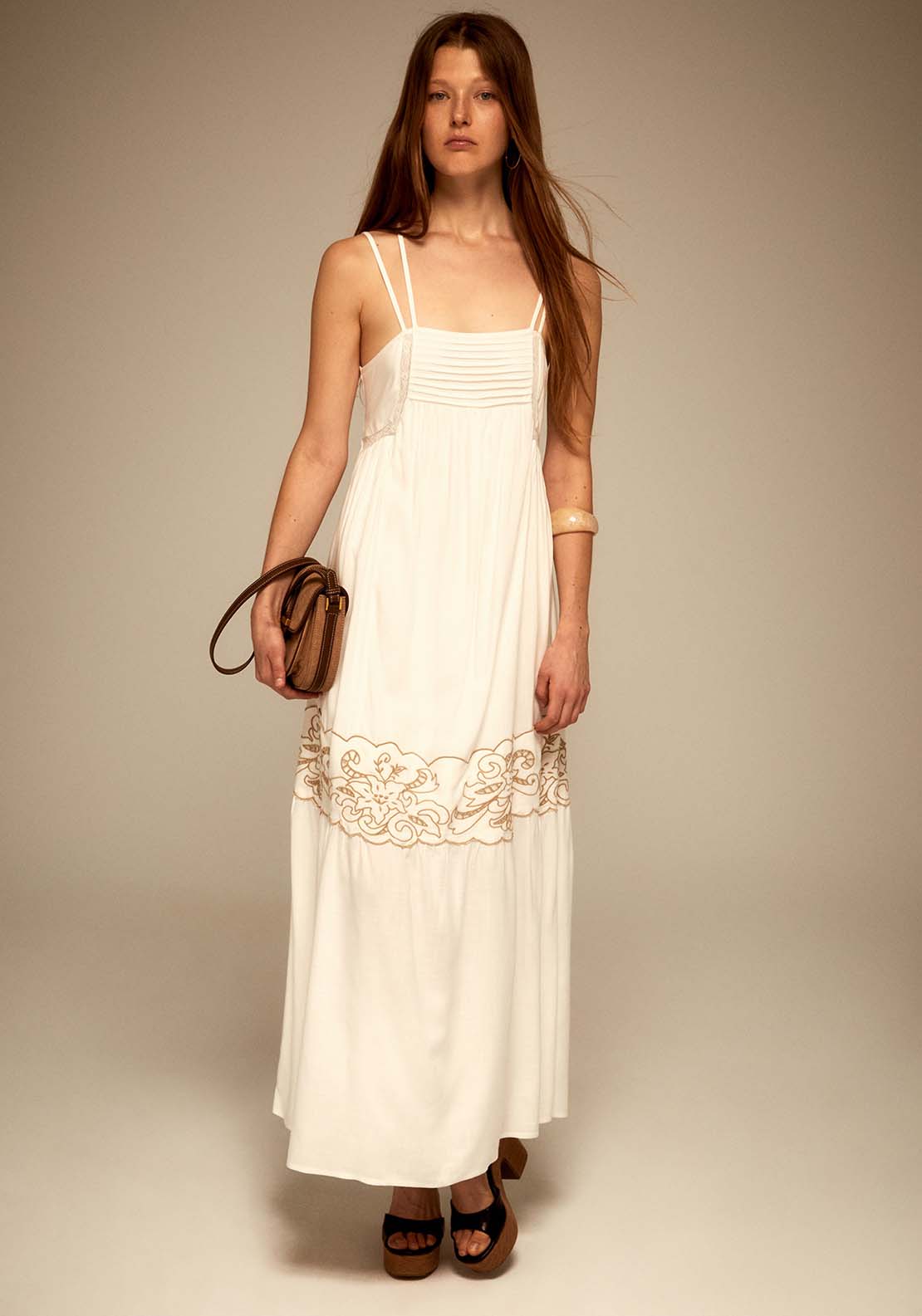 Sfera Embroidered Strappy Dress - Ecru 5 Shaws Department Stores