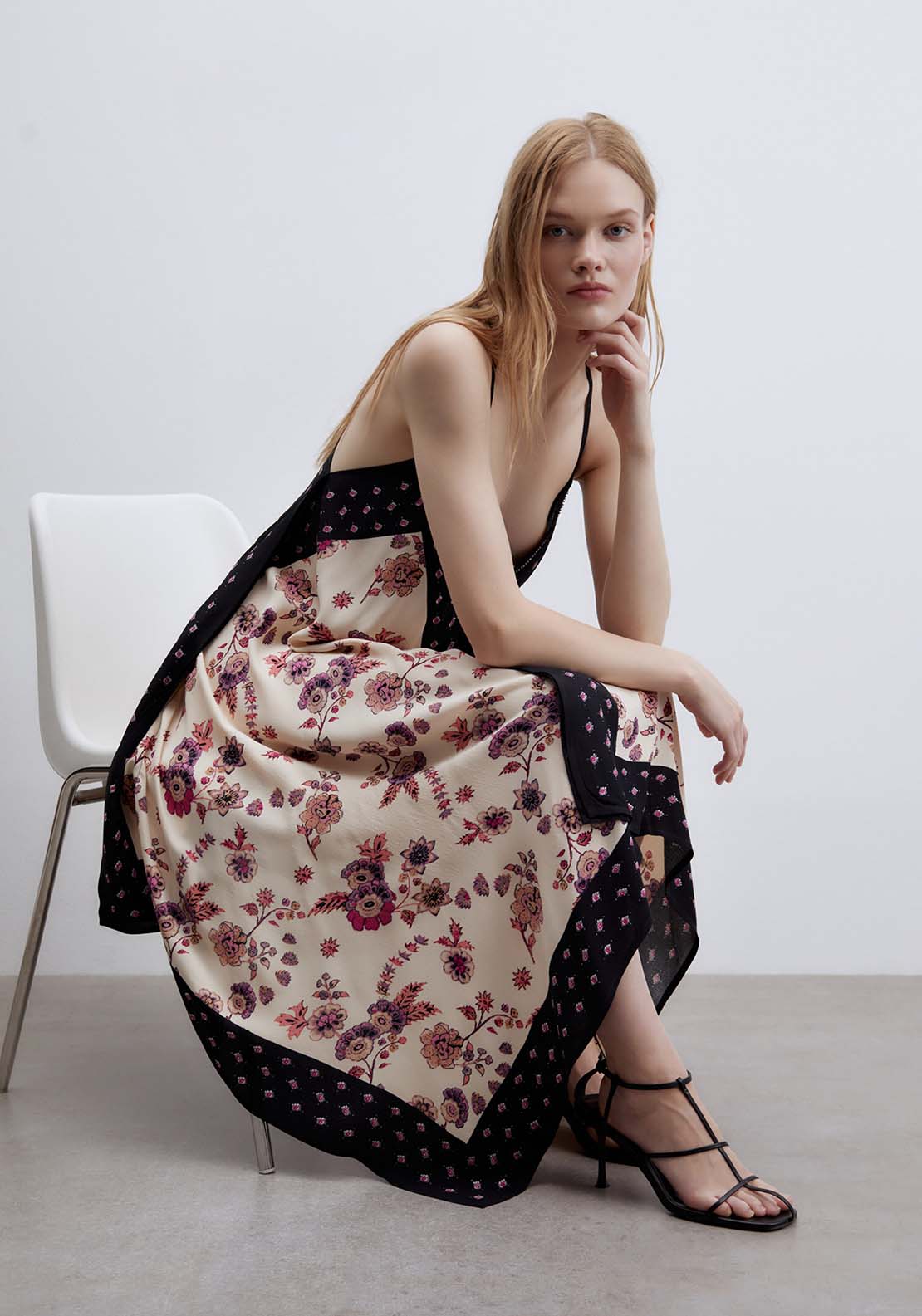 Printed Scarf Dress - Purple