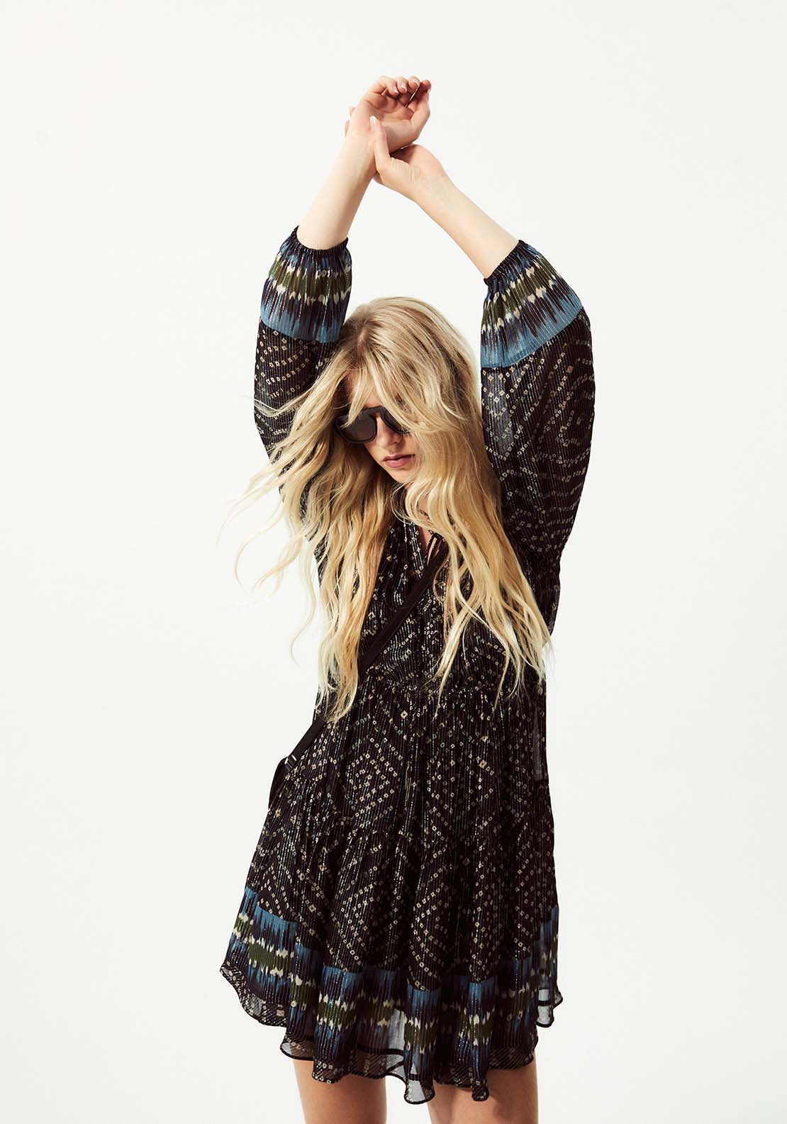 Printed Lurex Dress - Blue