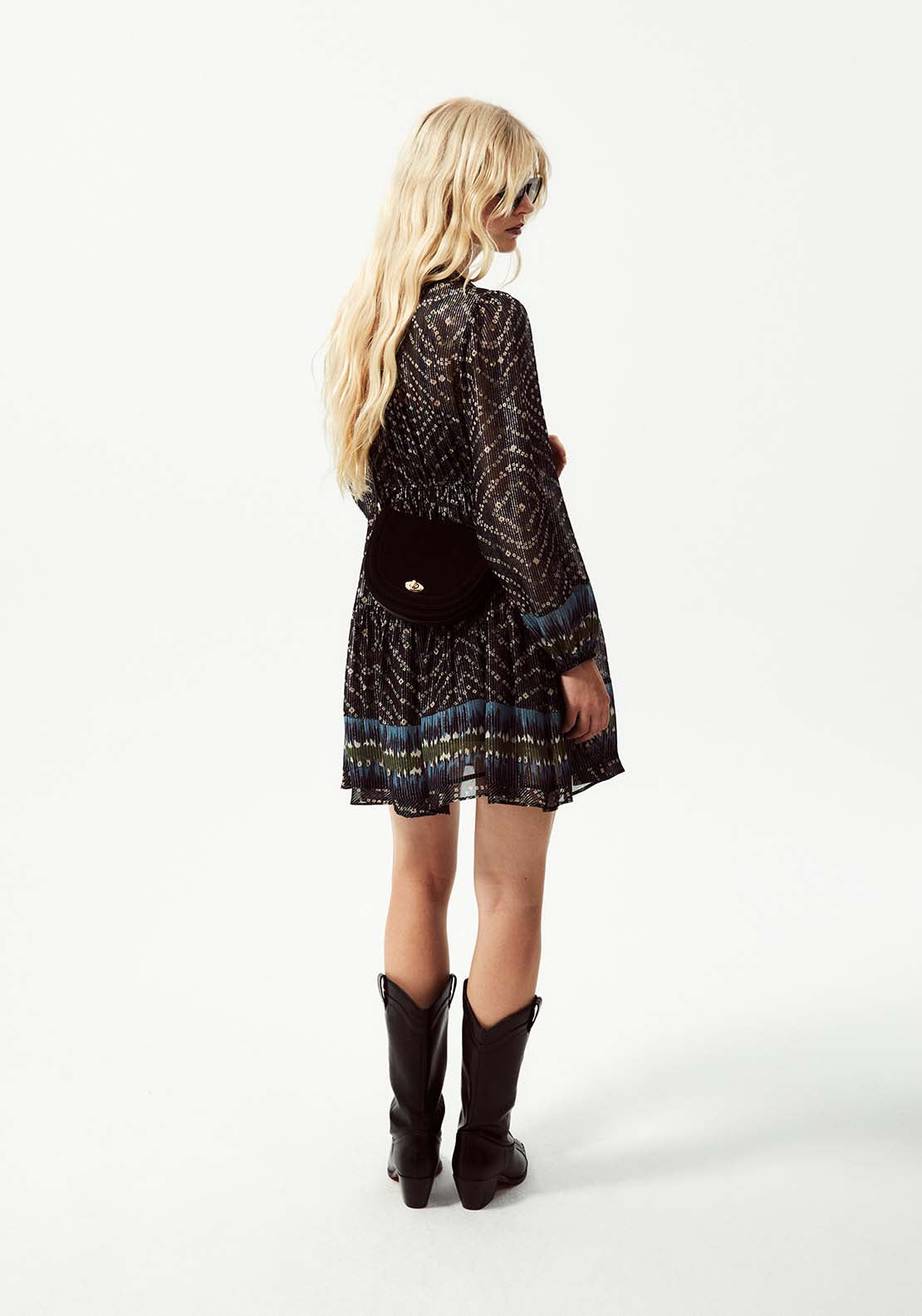 Printed Lurex Dress - Blue