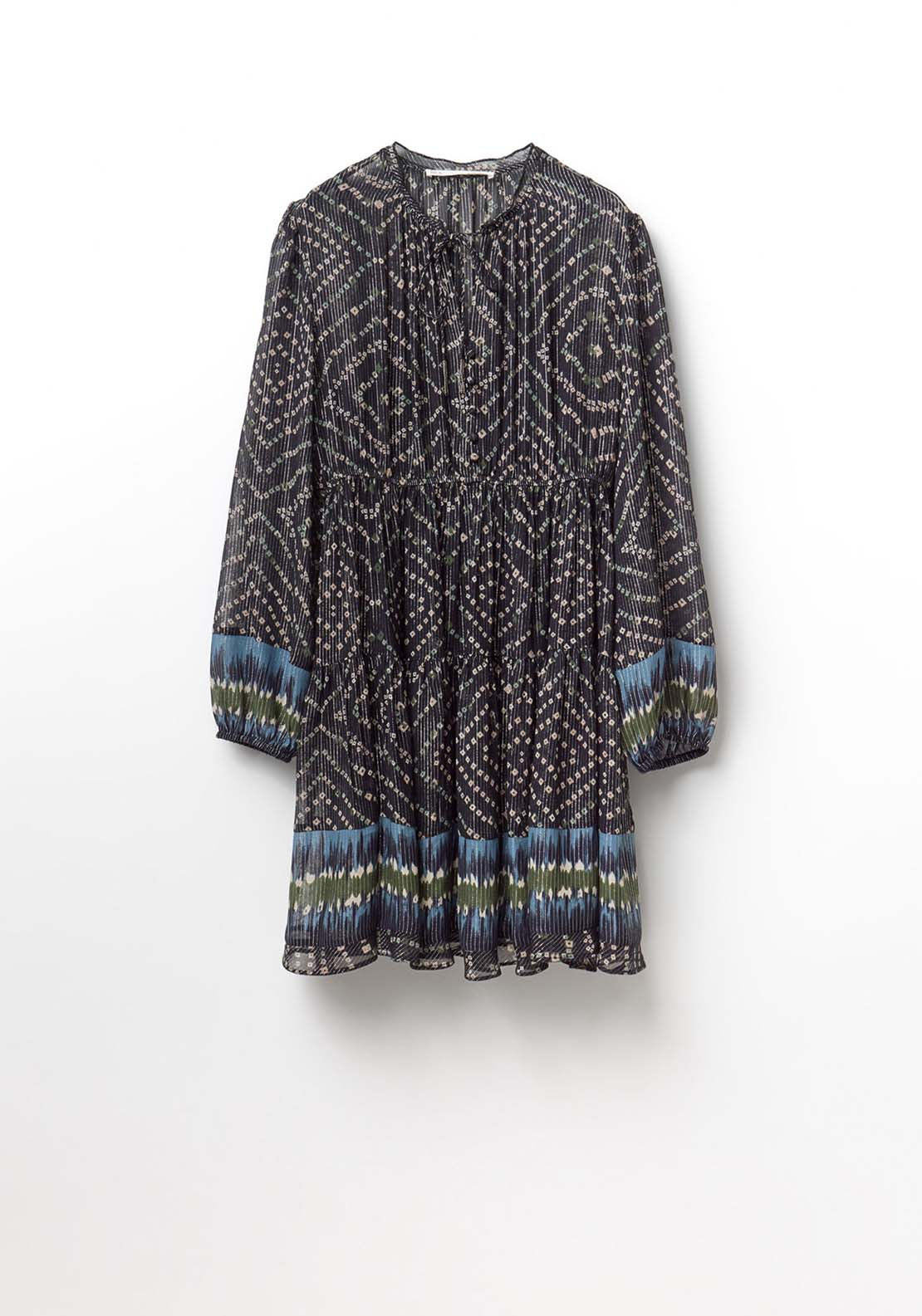 Printed Lurex Dress - Blue