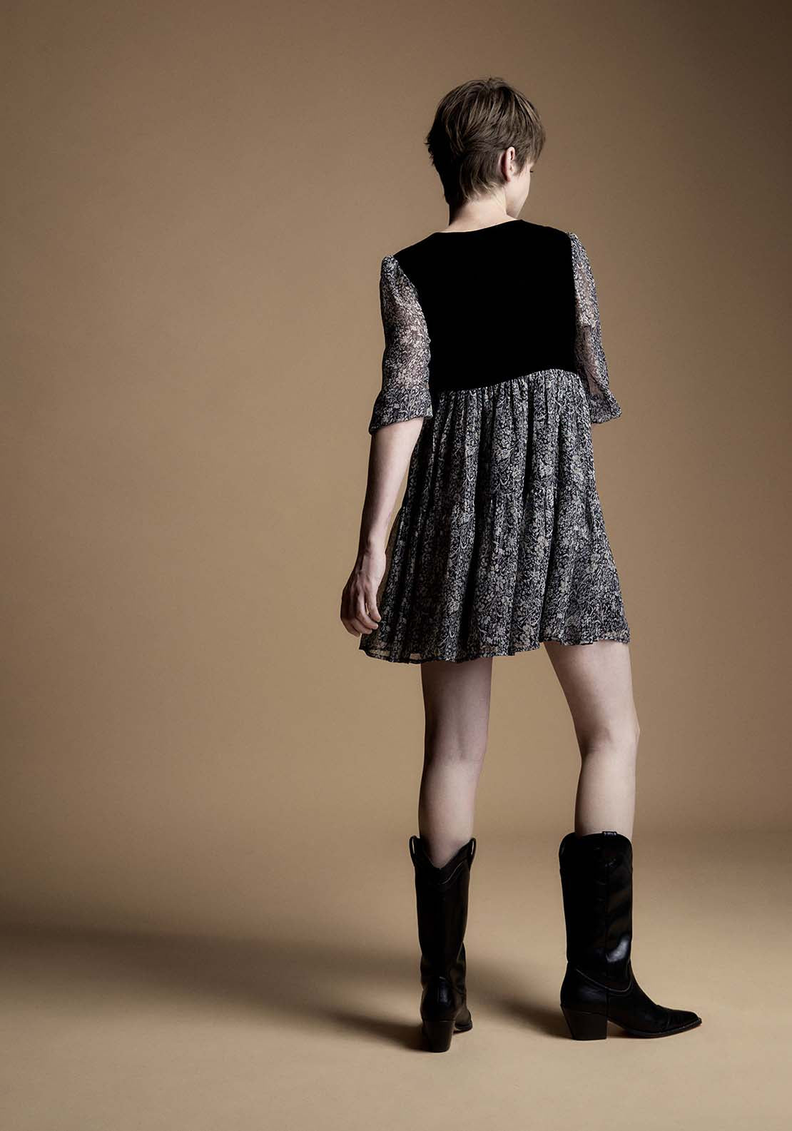 Mixed Media Lurex Dress - Black