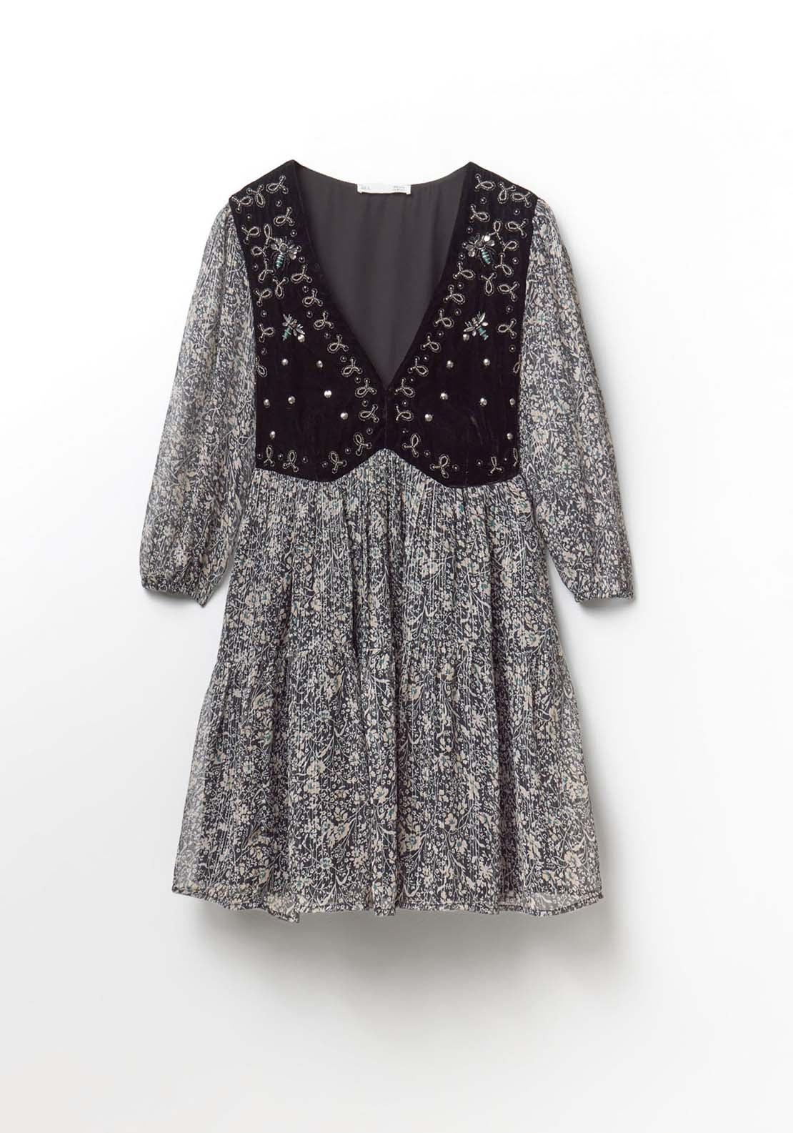 Mixed Media Lurex Dress - Black