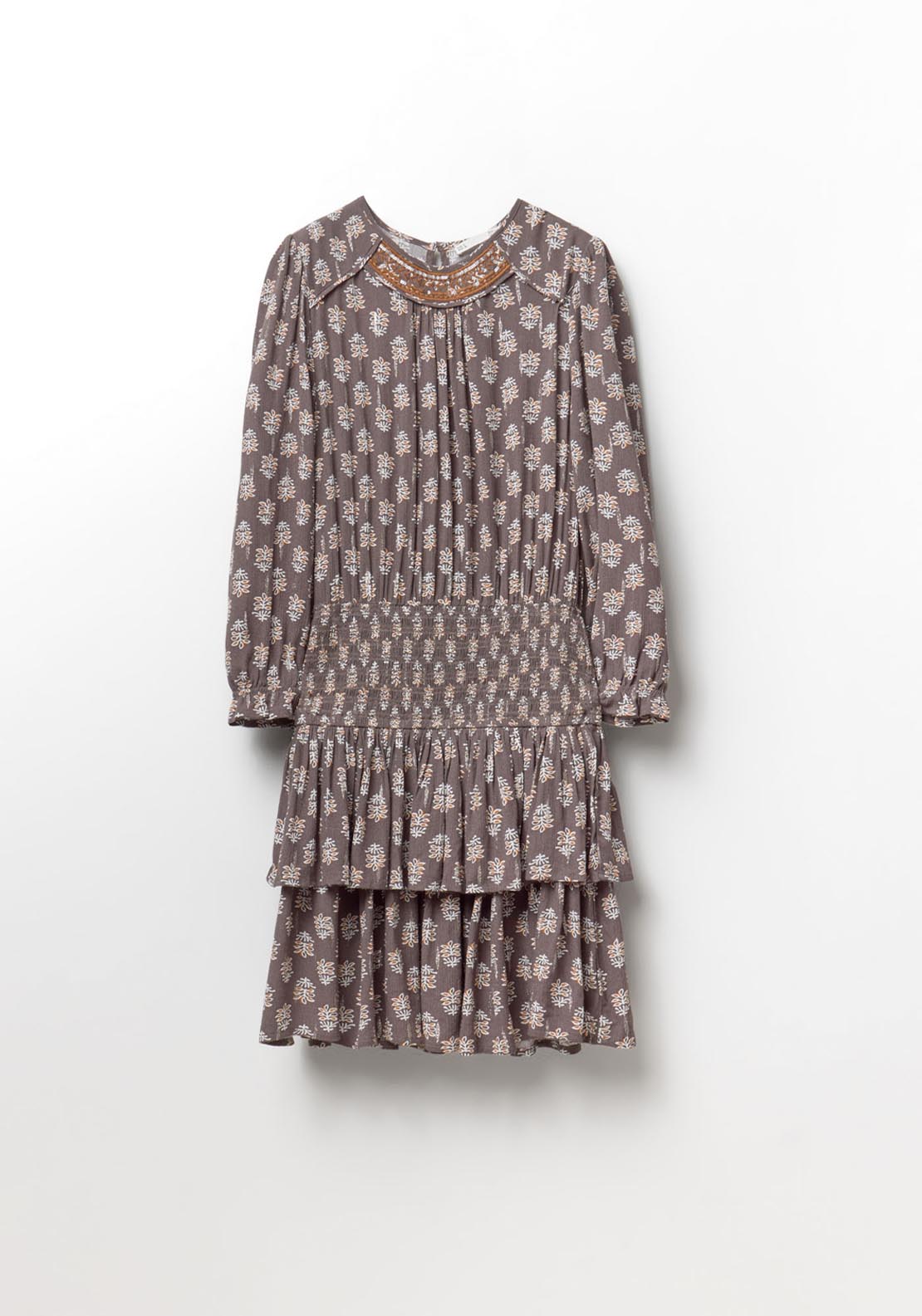 Printed Lurex Mini Dress - Grey