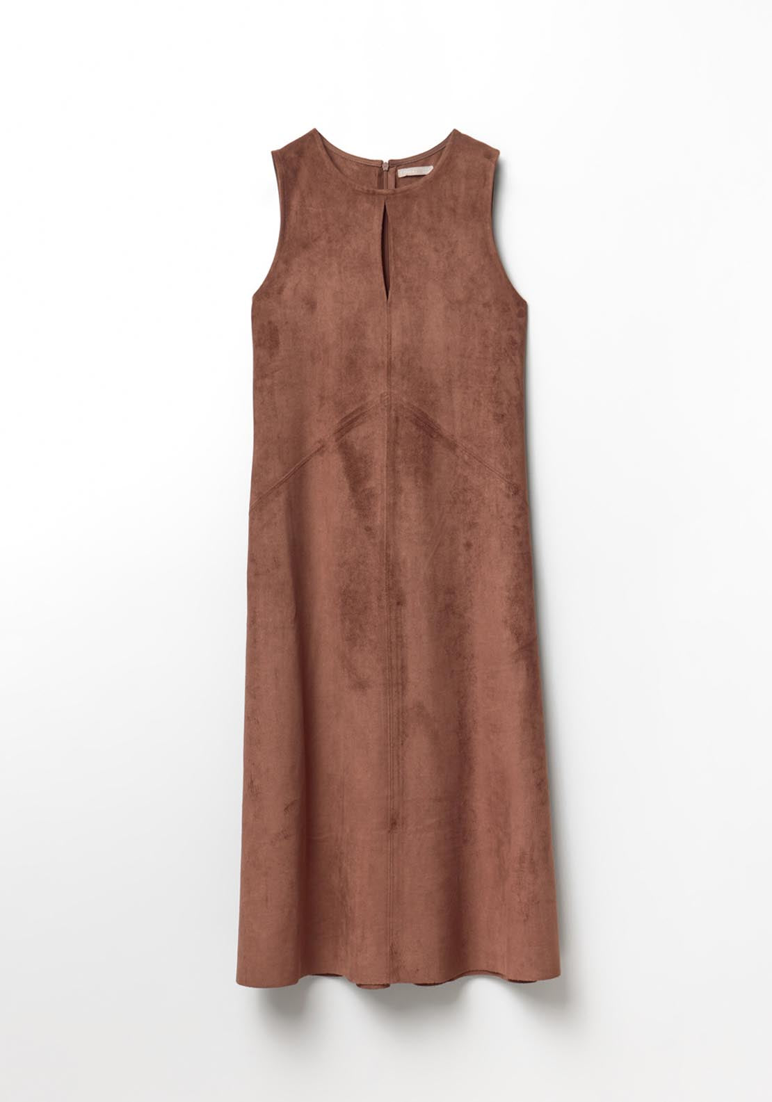 Faux Suede Midi Dress - Orange