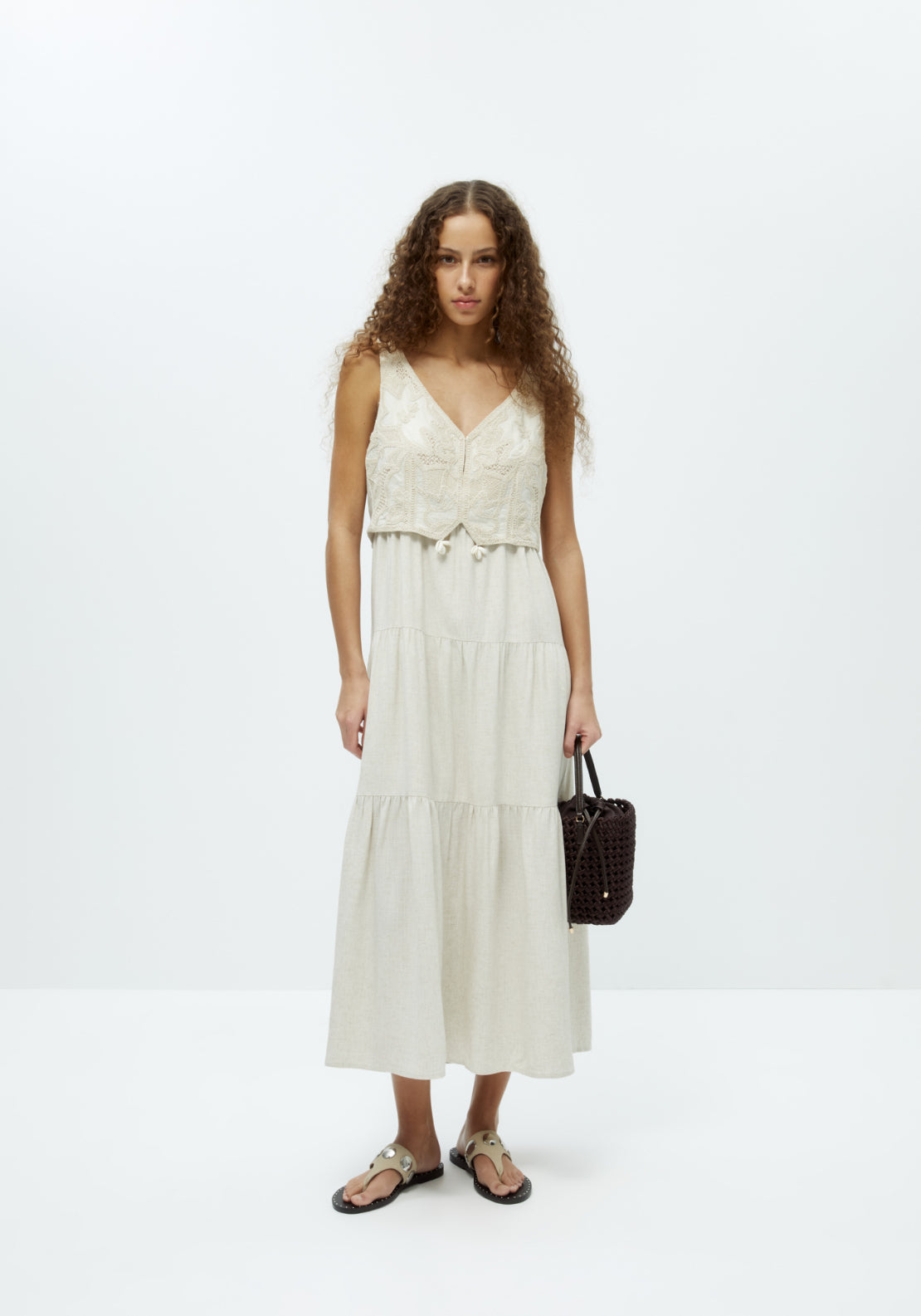 Sleeveless Waistcoat Dress - Beige
