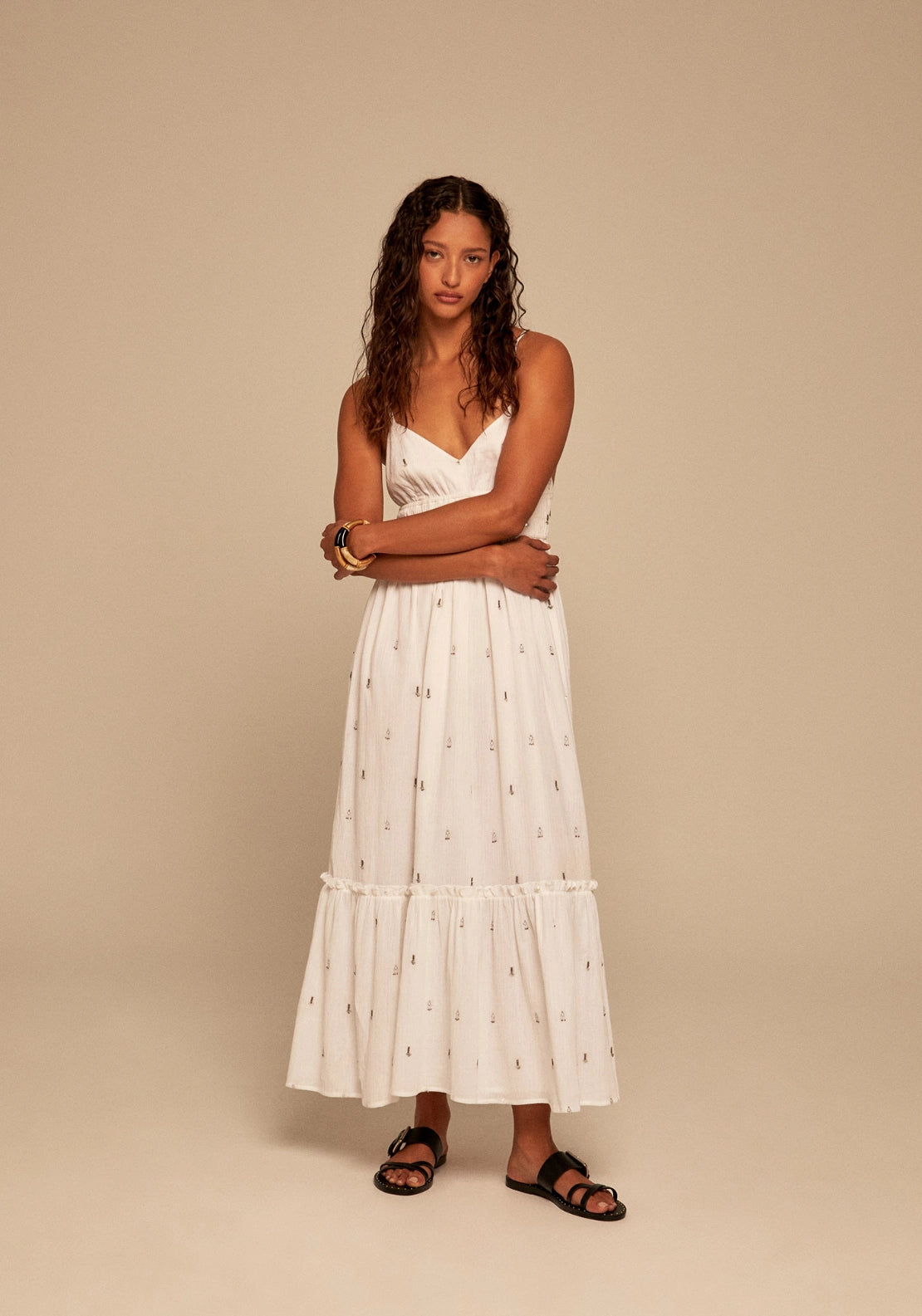Strappy Lurex Dress - White