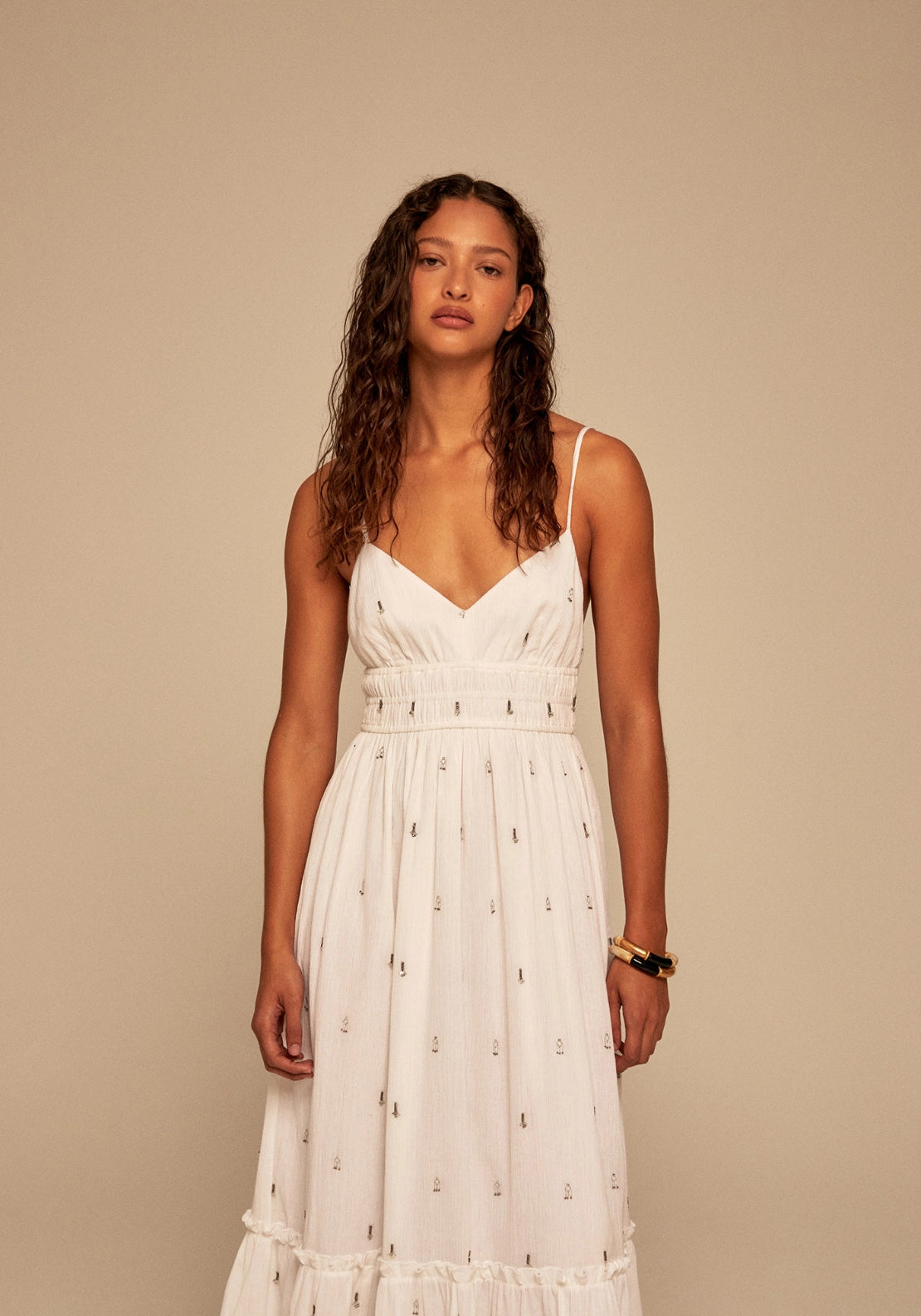 Strappy Lurex Dress - White