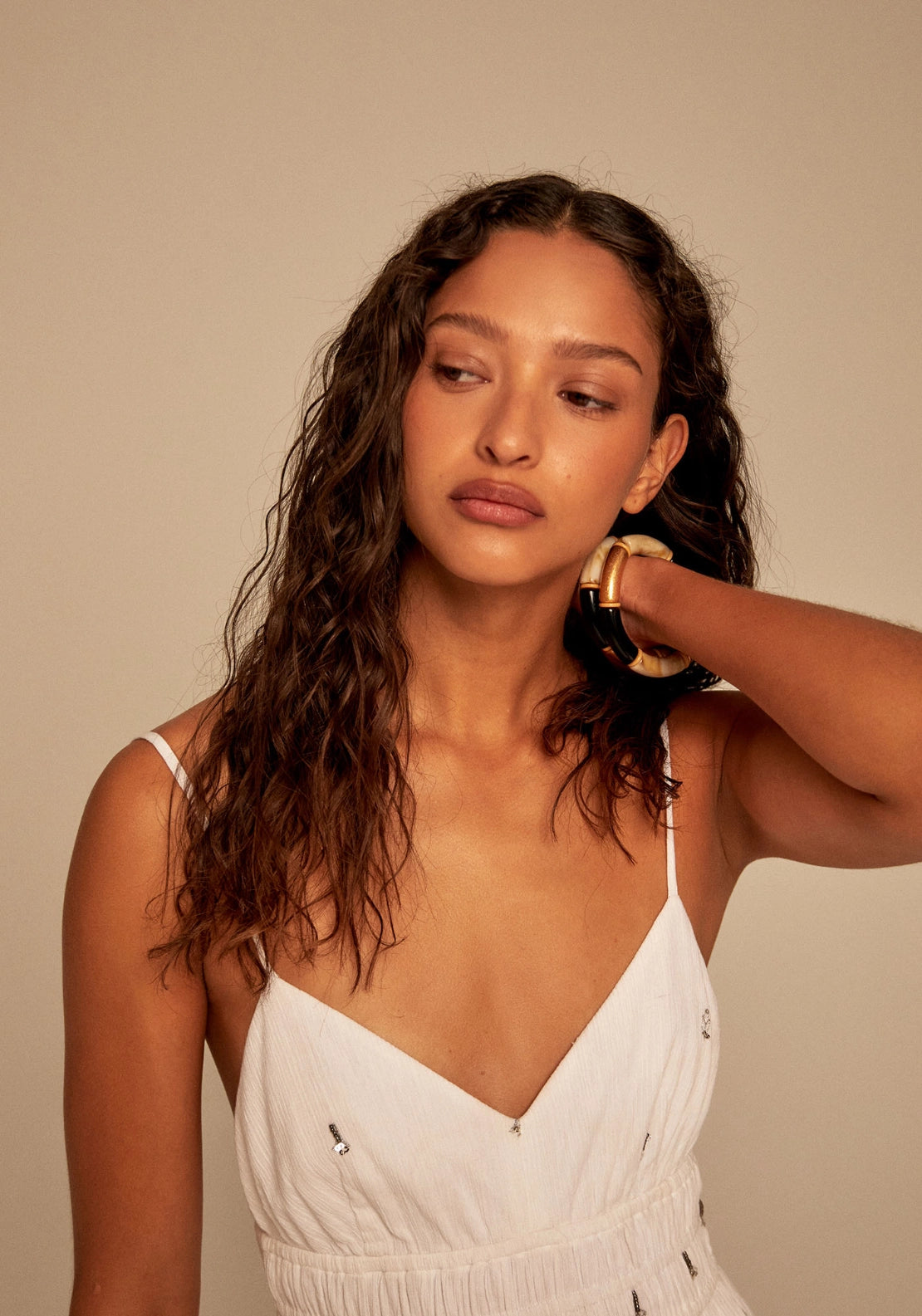 Strappy Lurex Dress - White