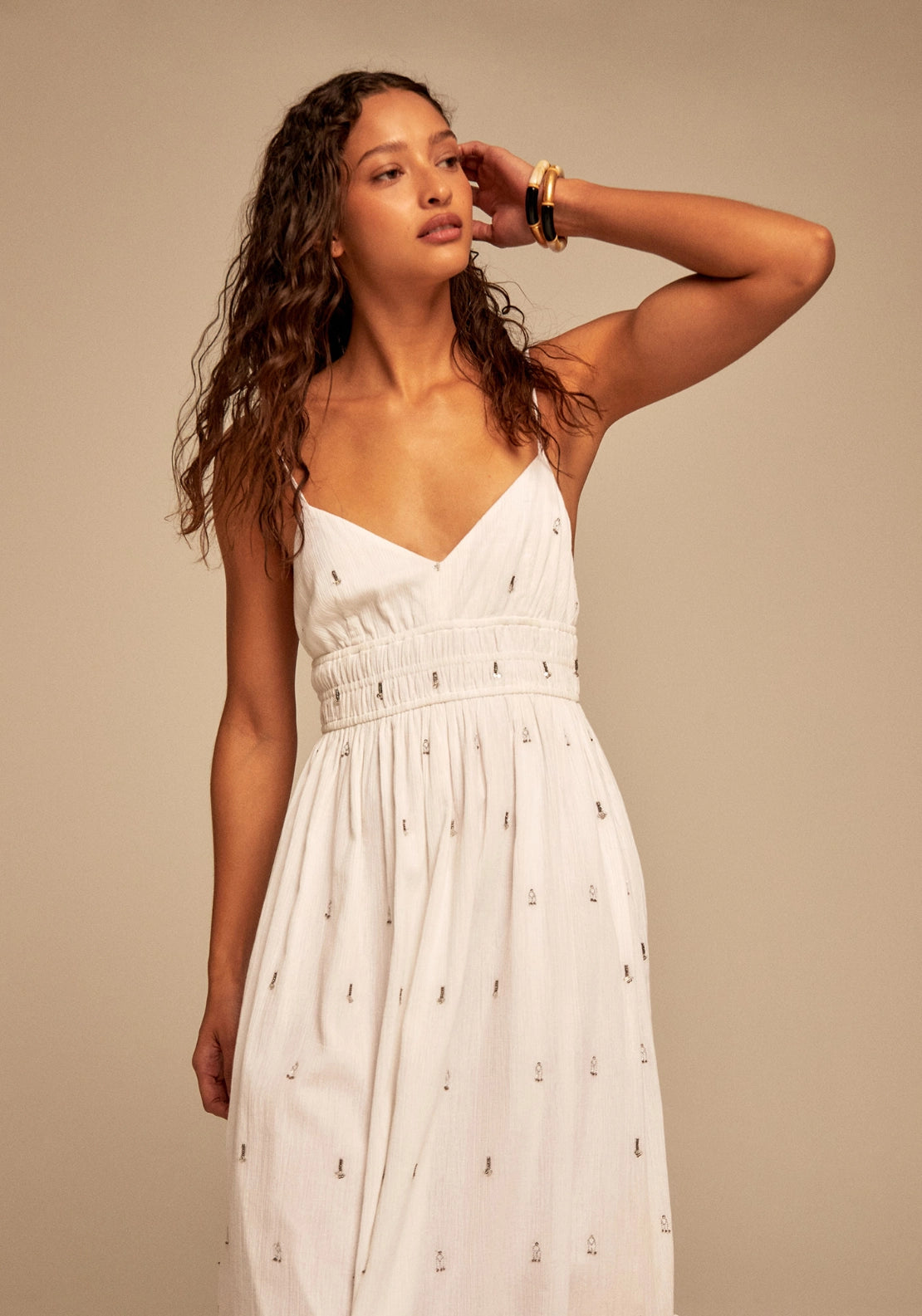 Strappy Lurex Dress - White