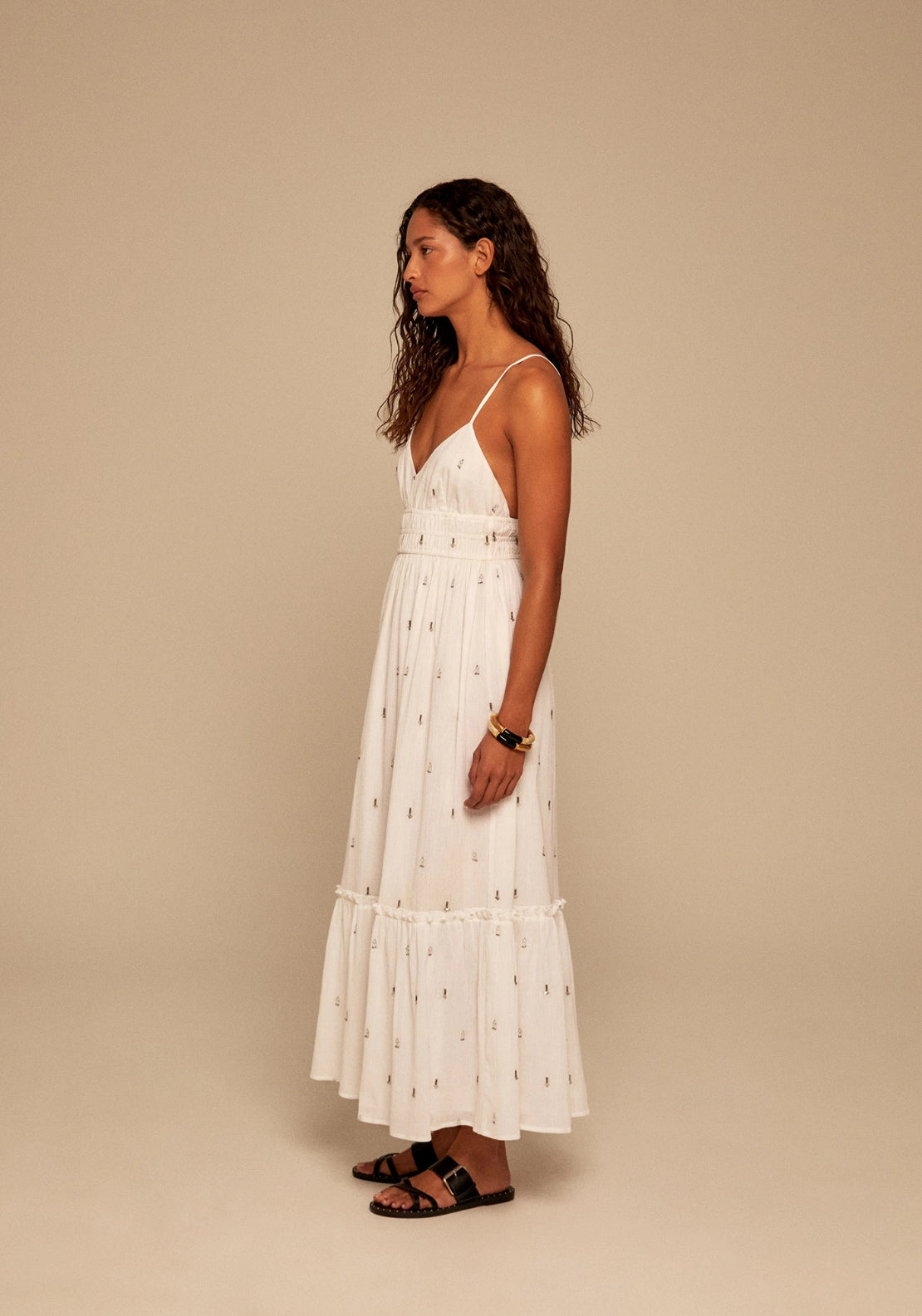 Strappy Lurex Dress - White