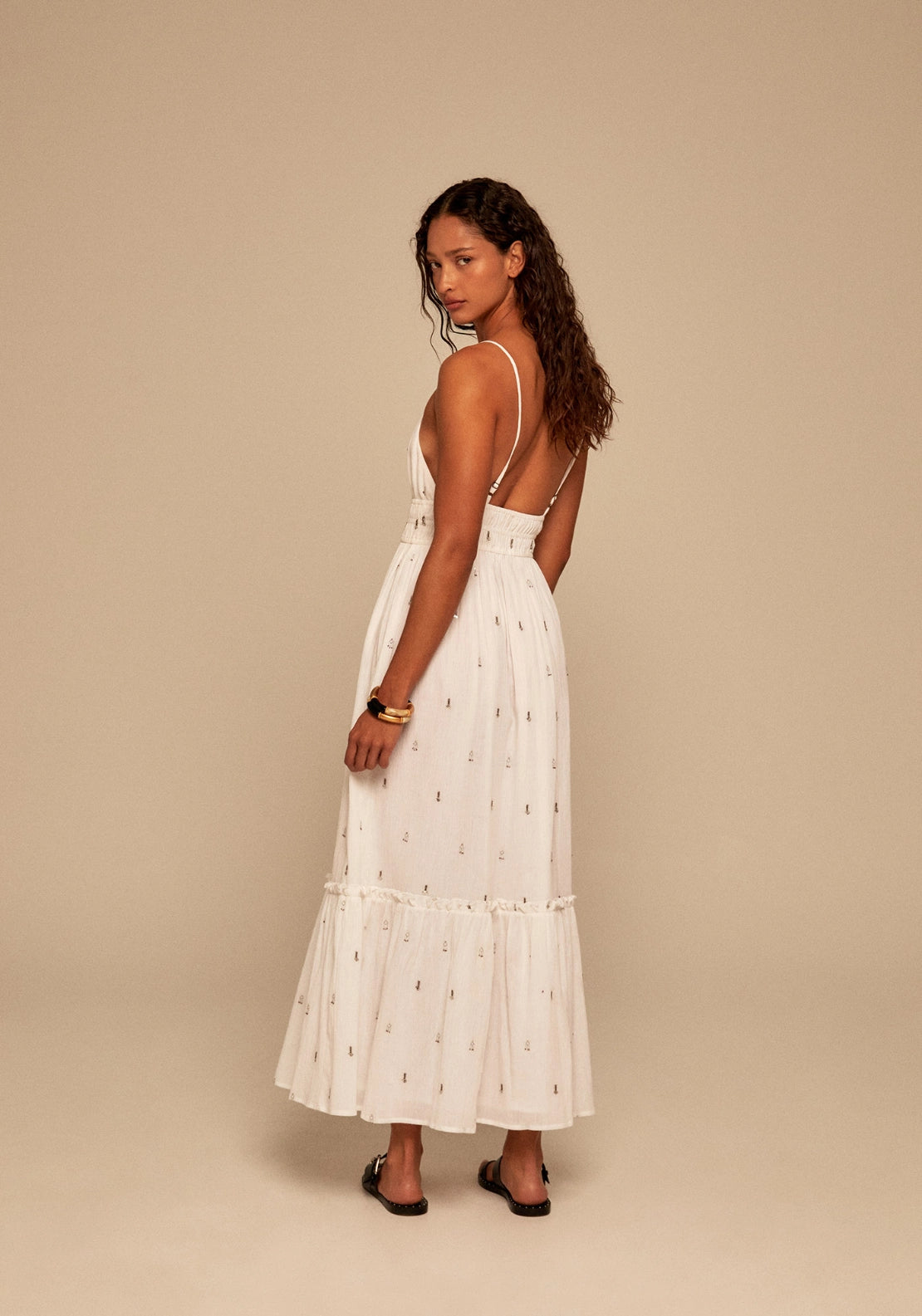 Strappy Lurex Dress - White