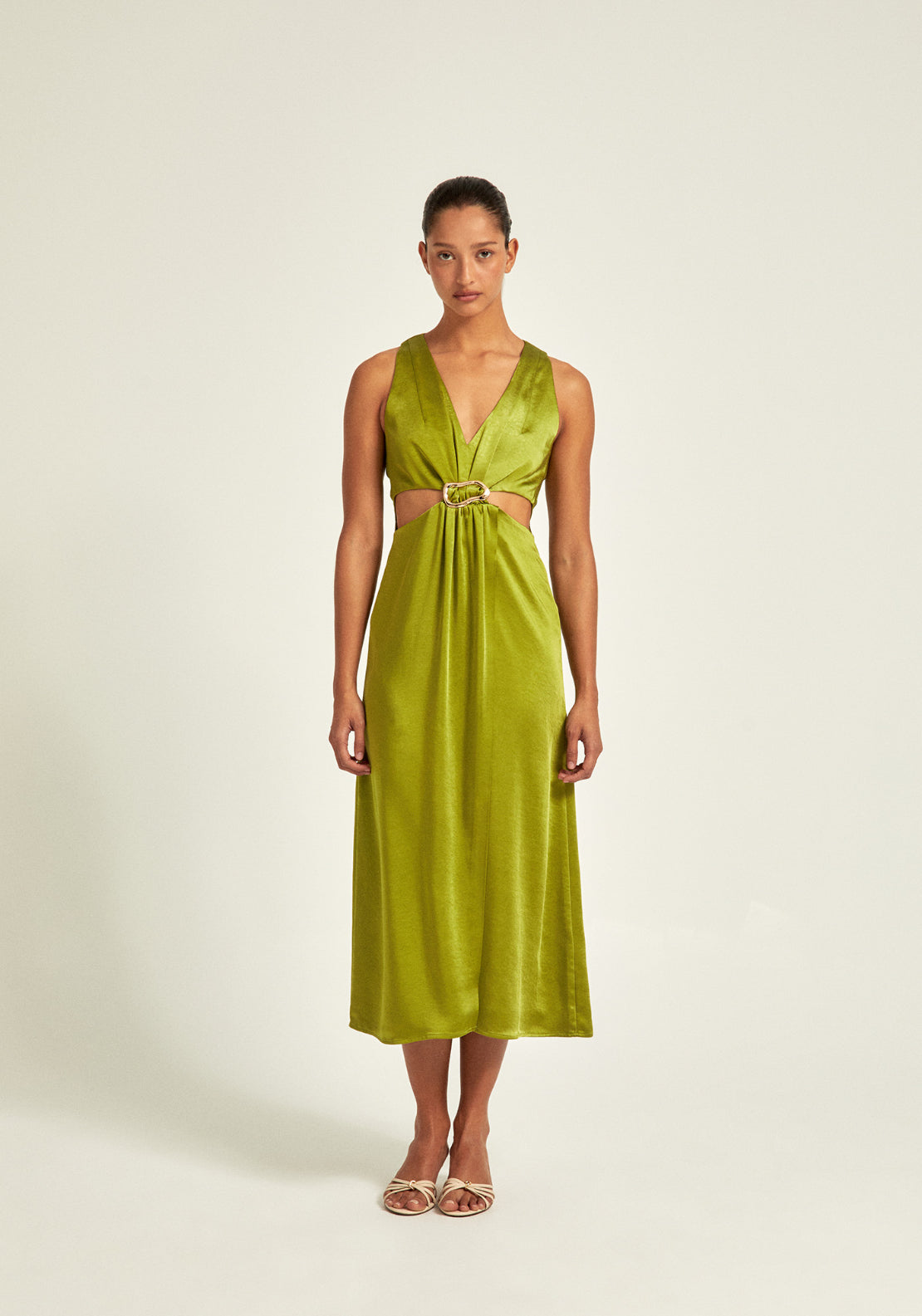 Satin Party Dress - Green