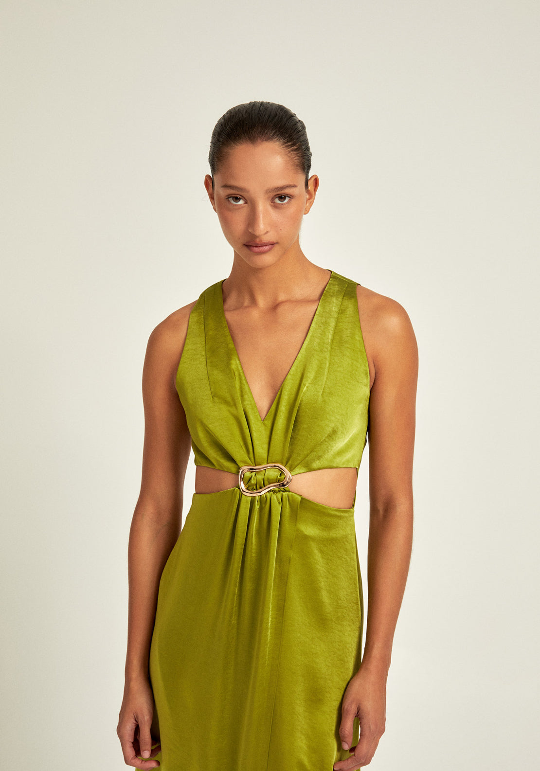 Satin Party Dress - Green