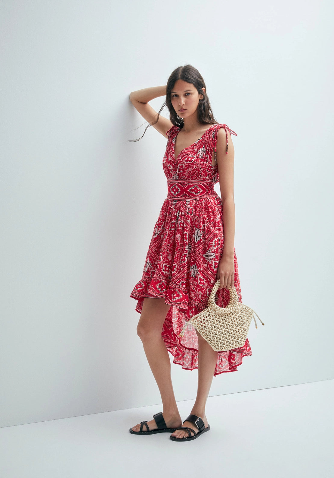 Bandana-Print Dress - Red