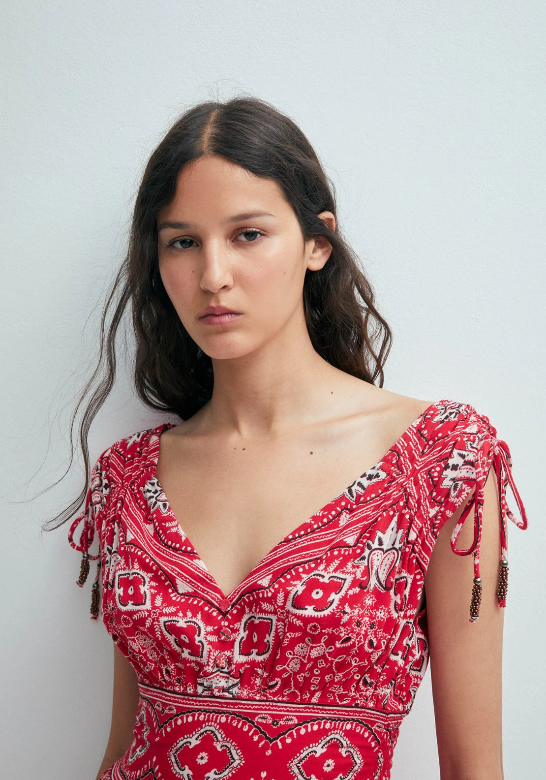 Bandana-Print Dress - Red