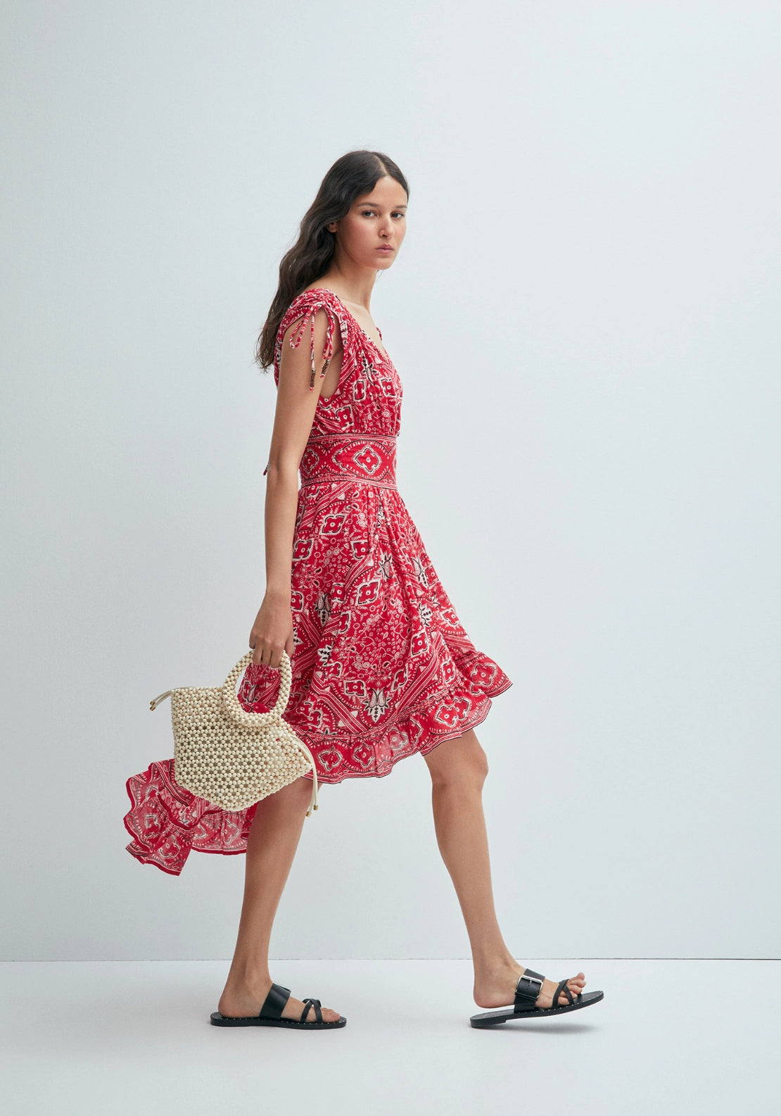 Bandana-Print Dress - Red