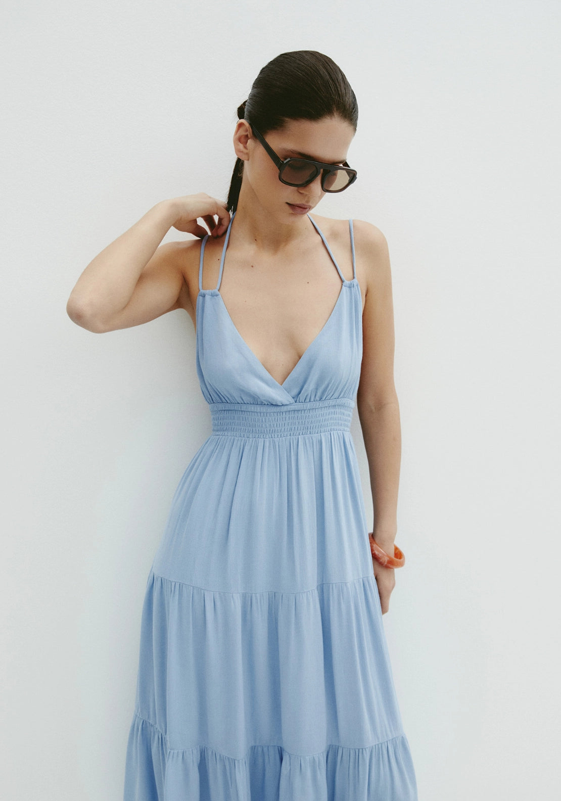 Strappy Tiered Dress - Blue