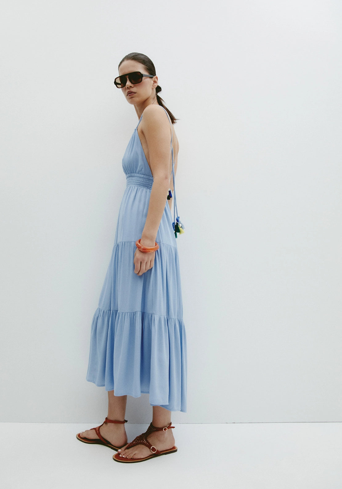Strappy Tiered Dress - Blue
