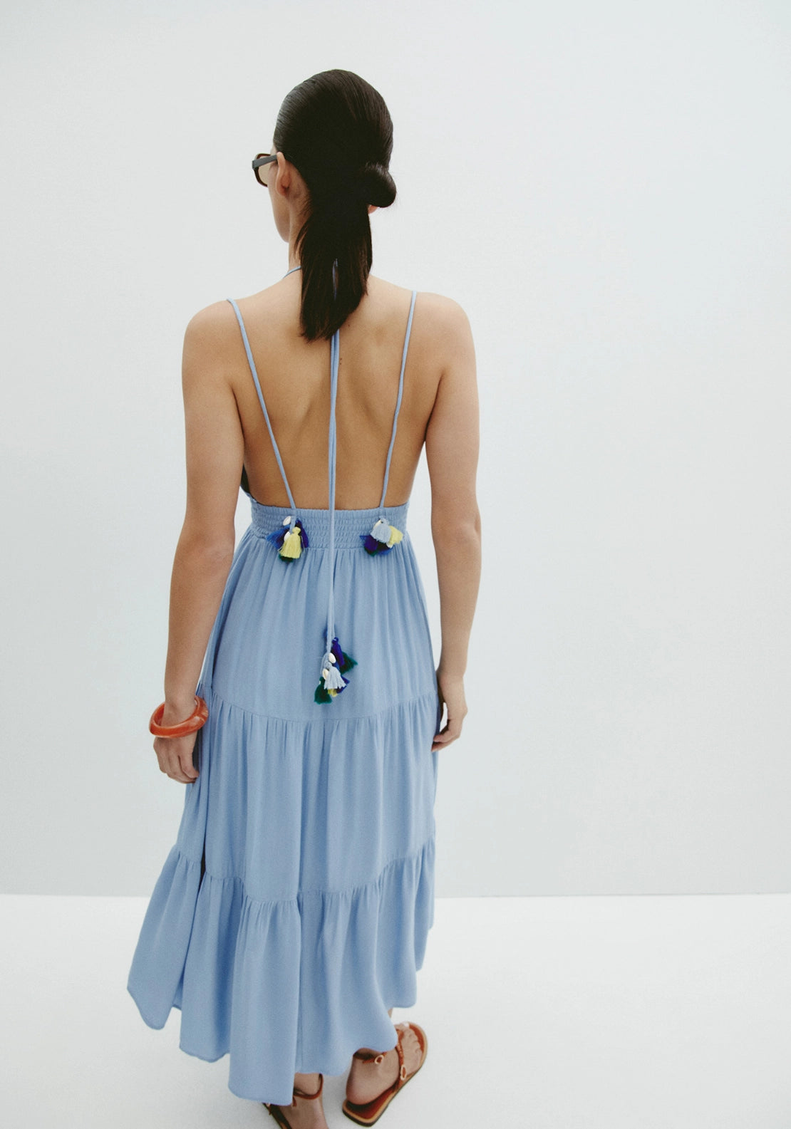 Strappy Tiered Dress - Blue