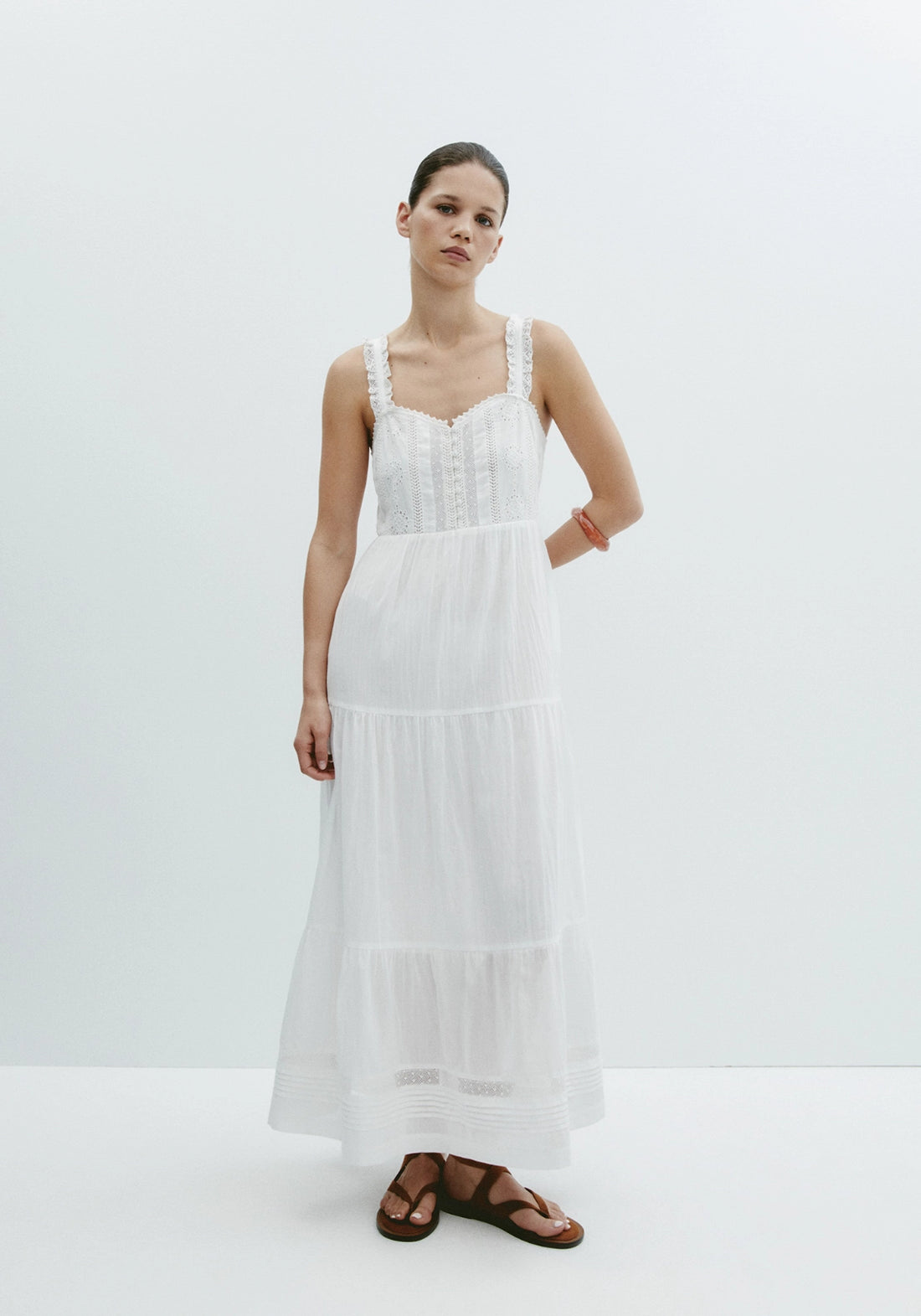 Tiered Lace Dress - White