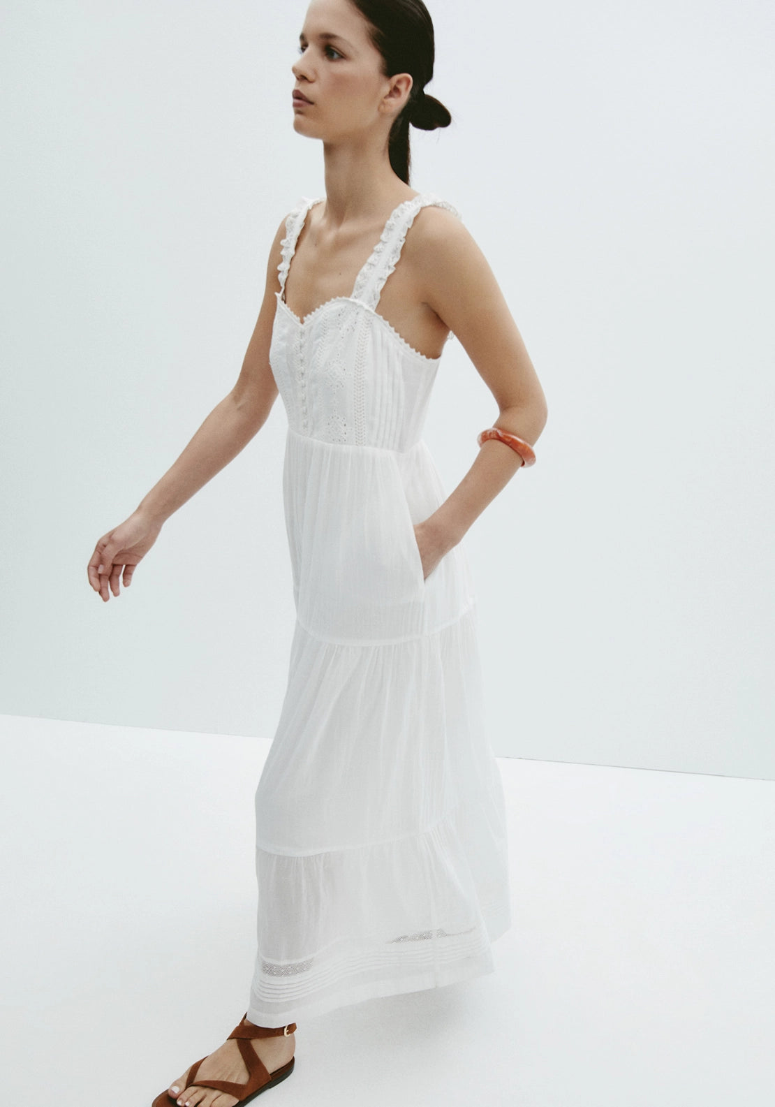 Tiered Lace Dress - White