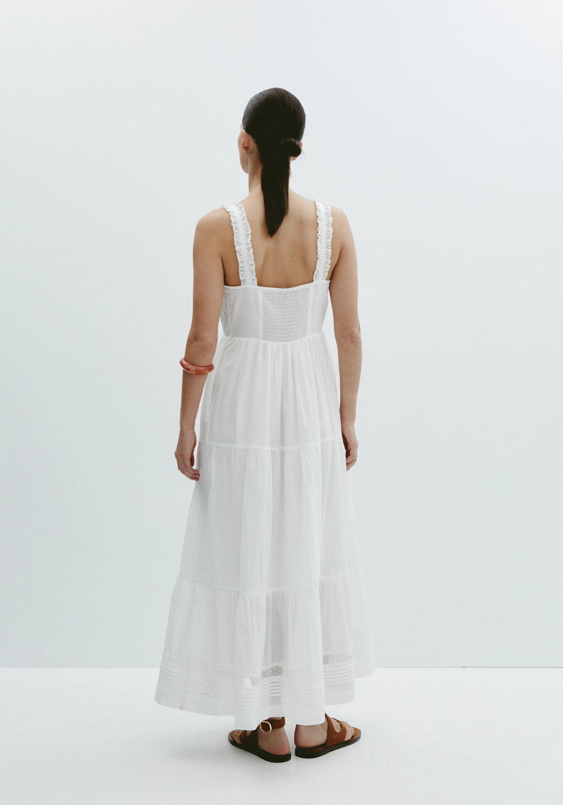 Tiered Lace Dress - White