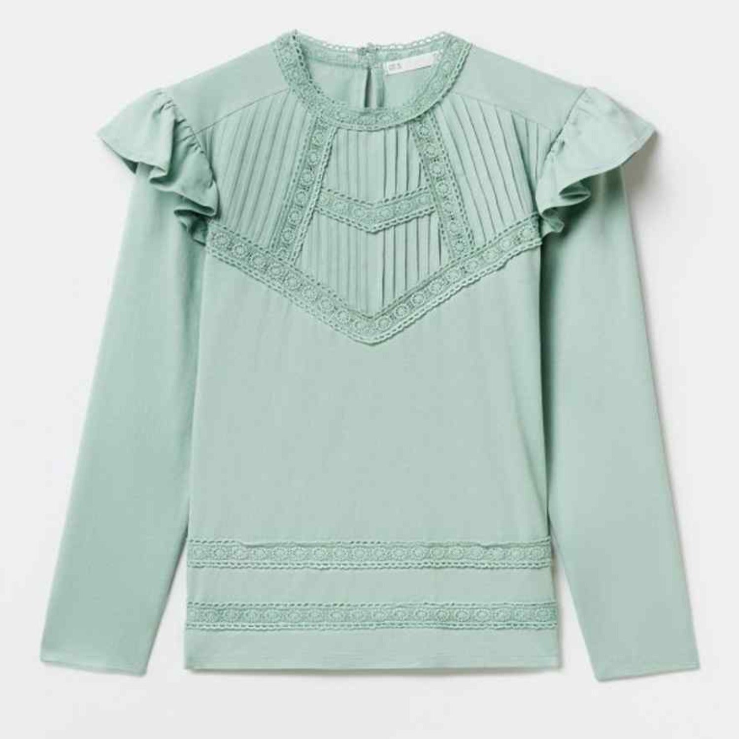 Sfera Long Sleeve Romantic Top - Green 5 Shaws Department Stores