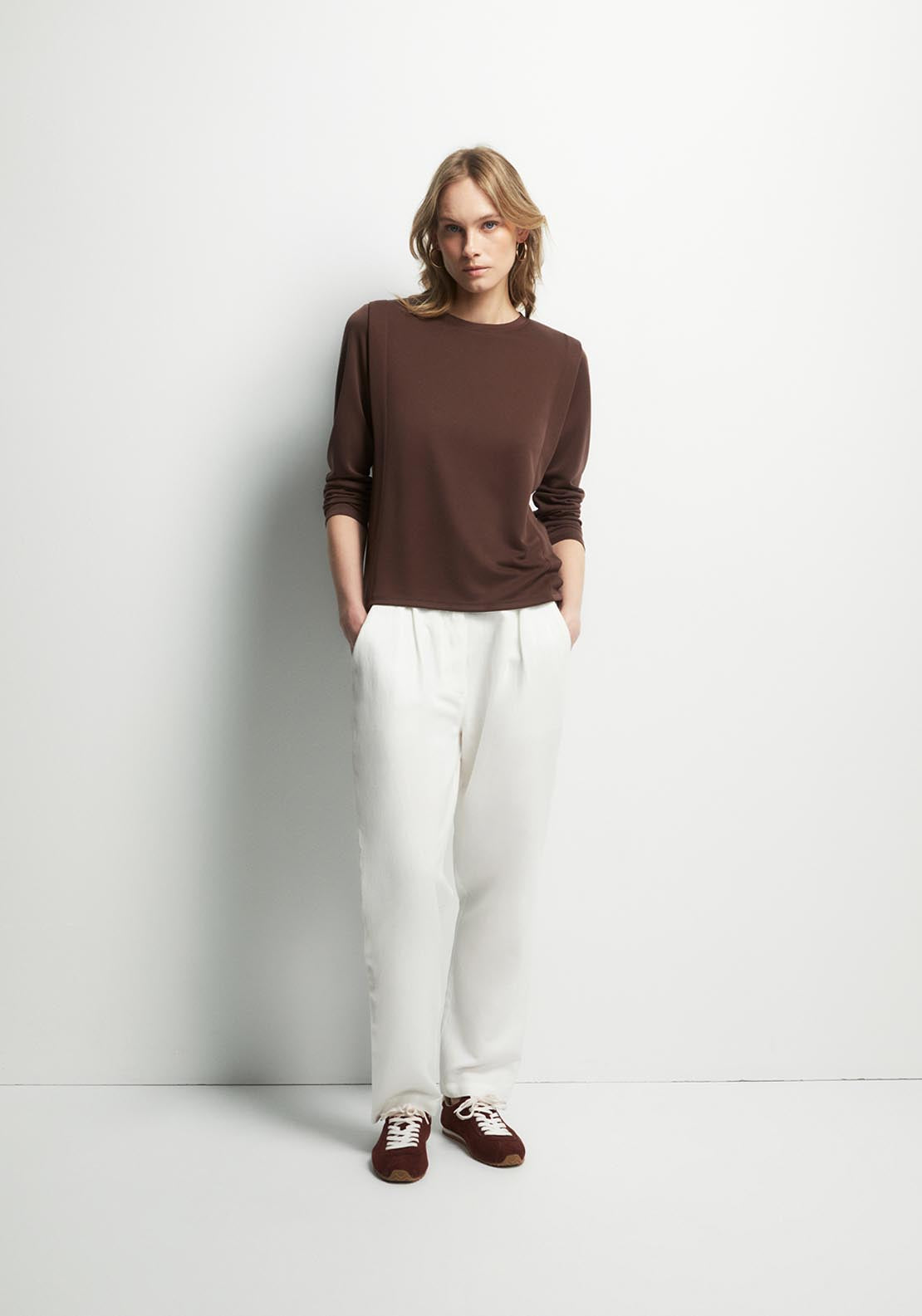 Long Sleeve Basic Top - Brown