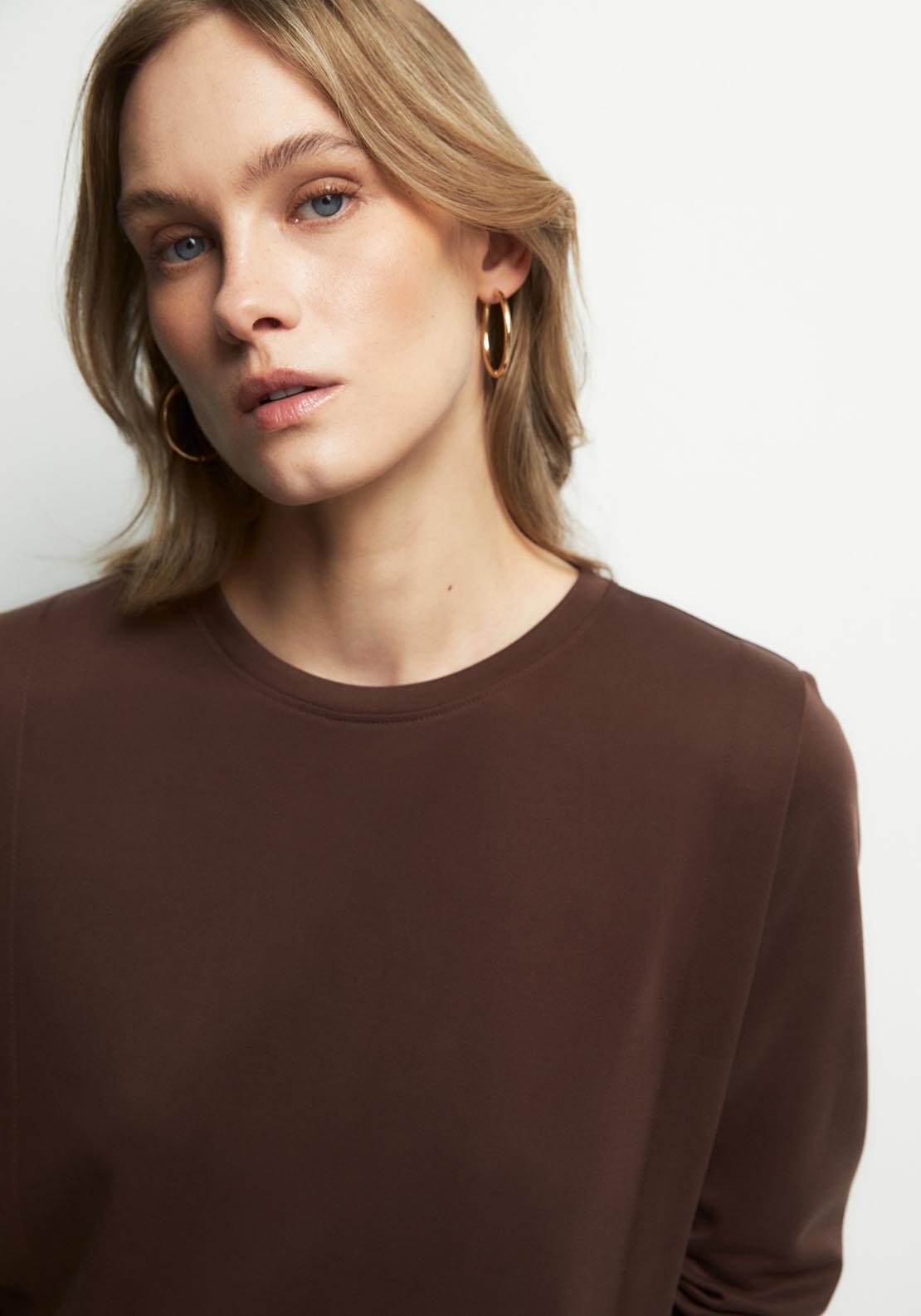 Long Sleeve Basic Top - Brown