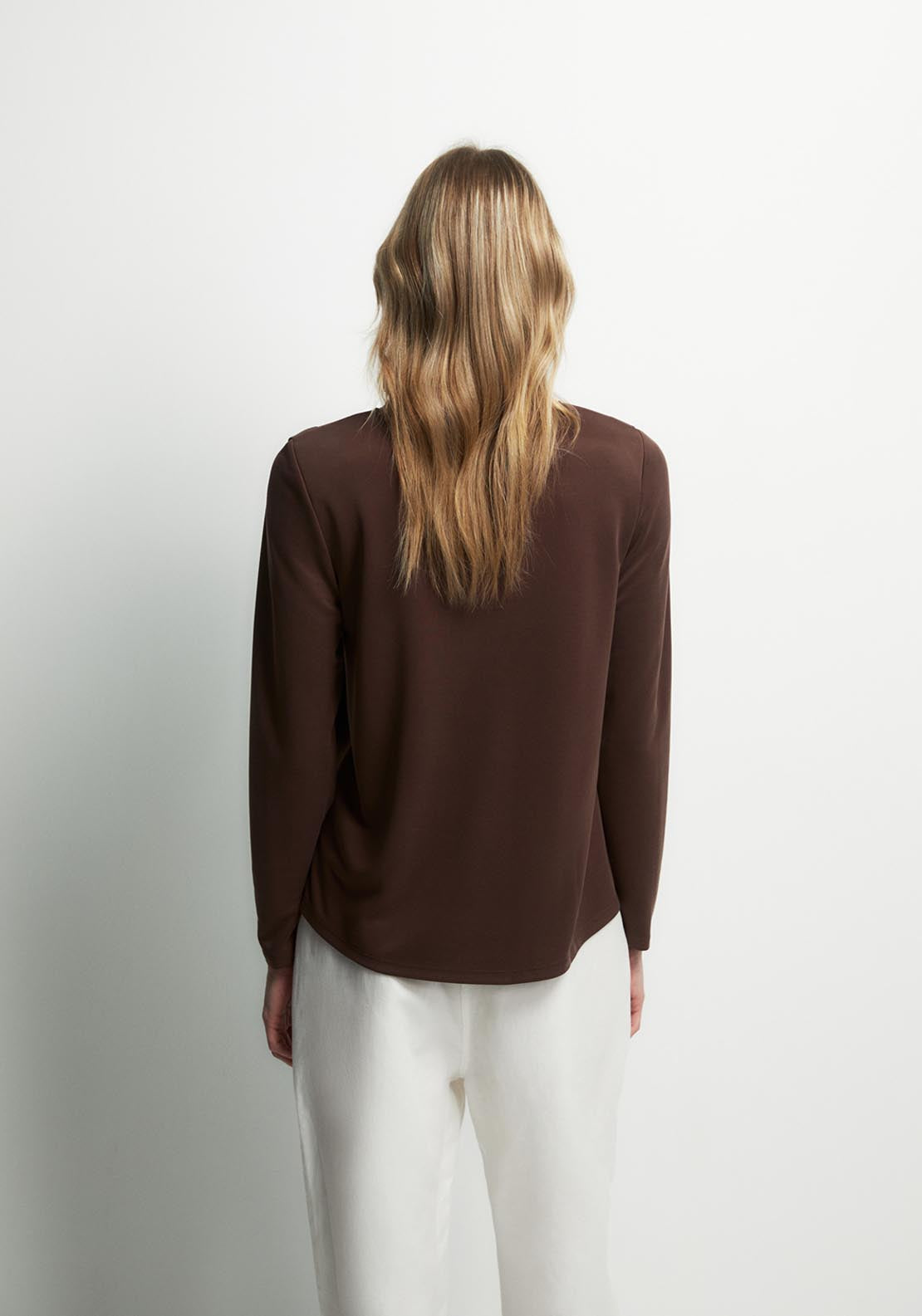 Long Sleeve Basic Top - Brown