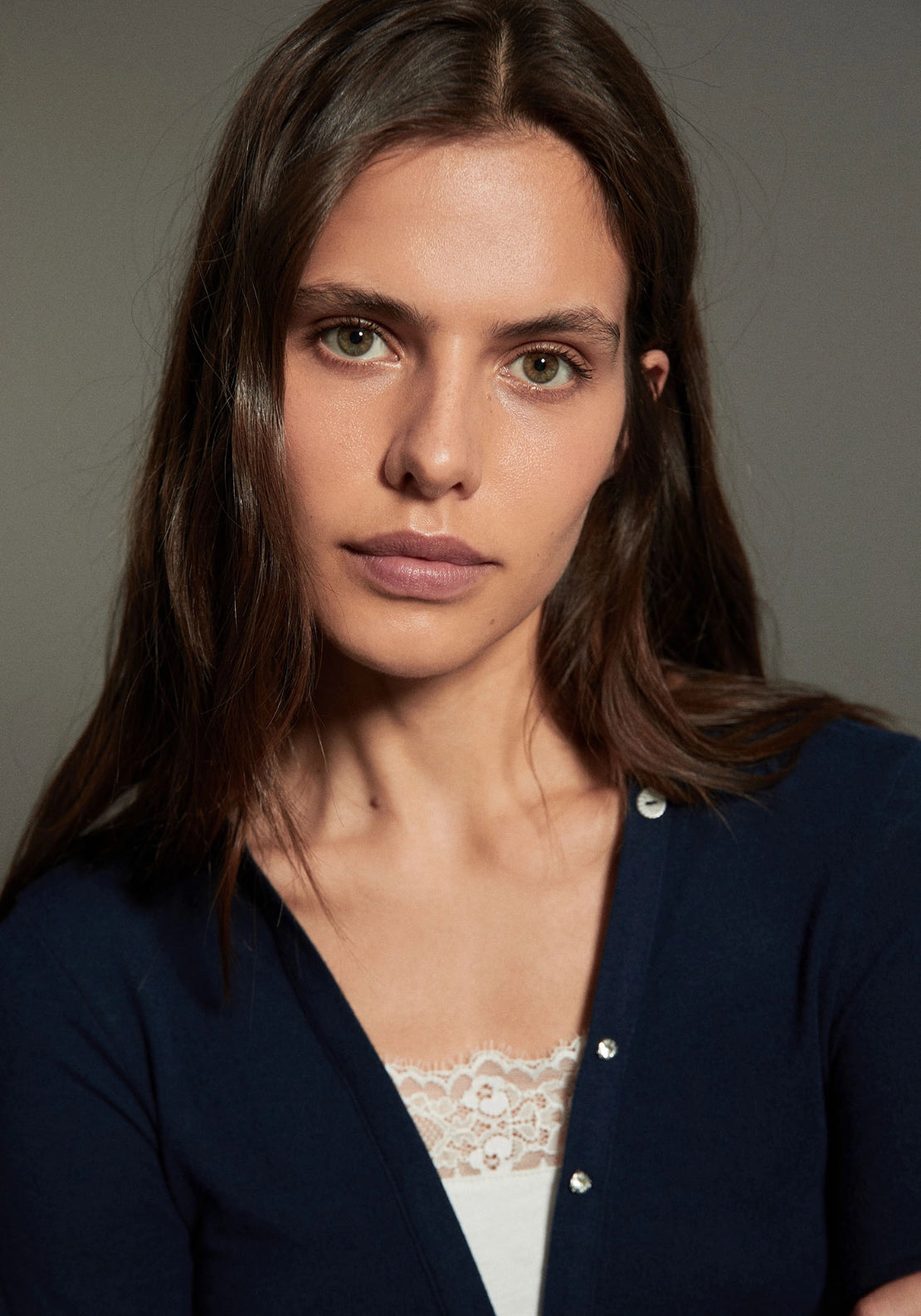 Lace Detail Long Sleeve T-Shirt - Blue