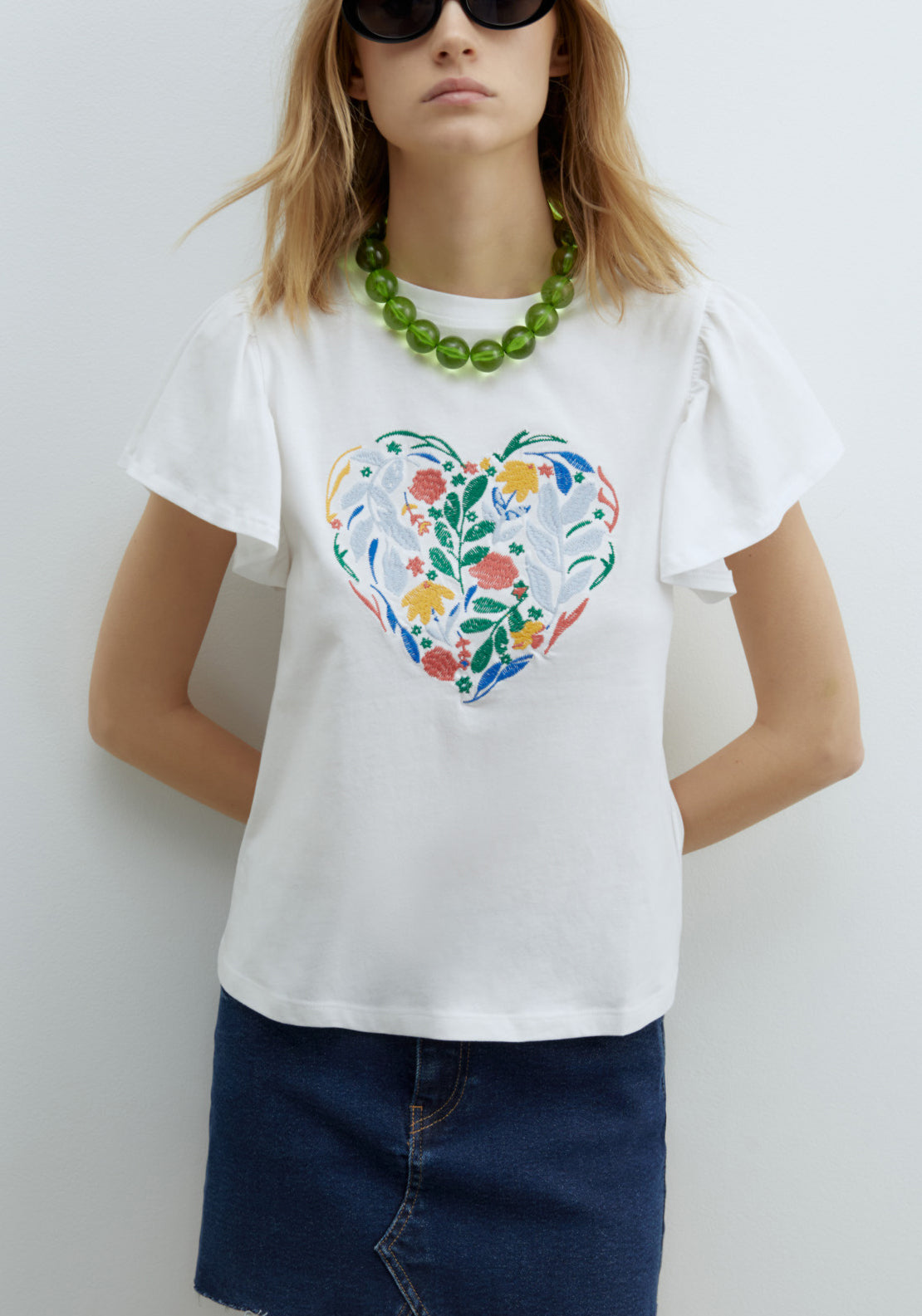 Sfera Embroidered T-Shirt - White 4 Shaws Department Stores