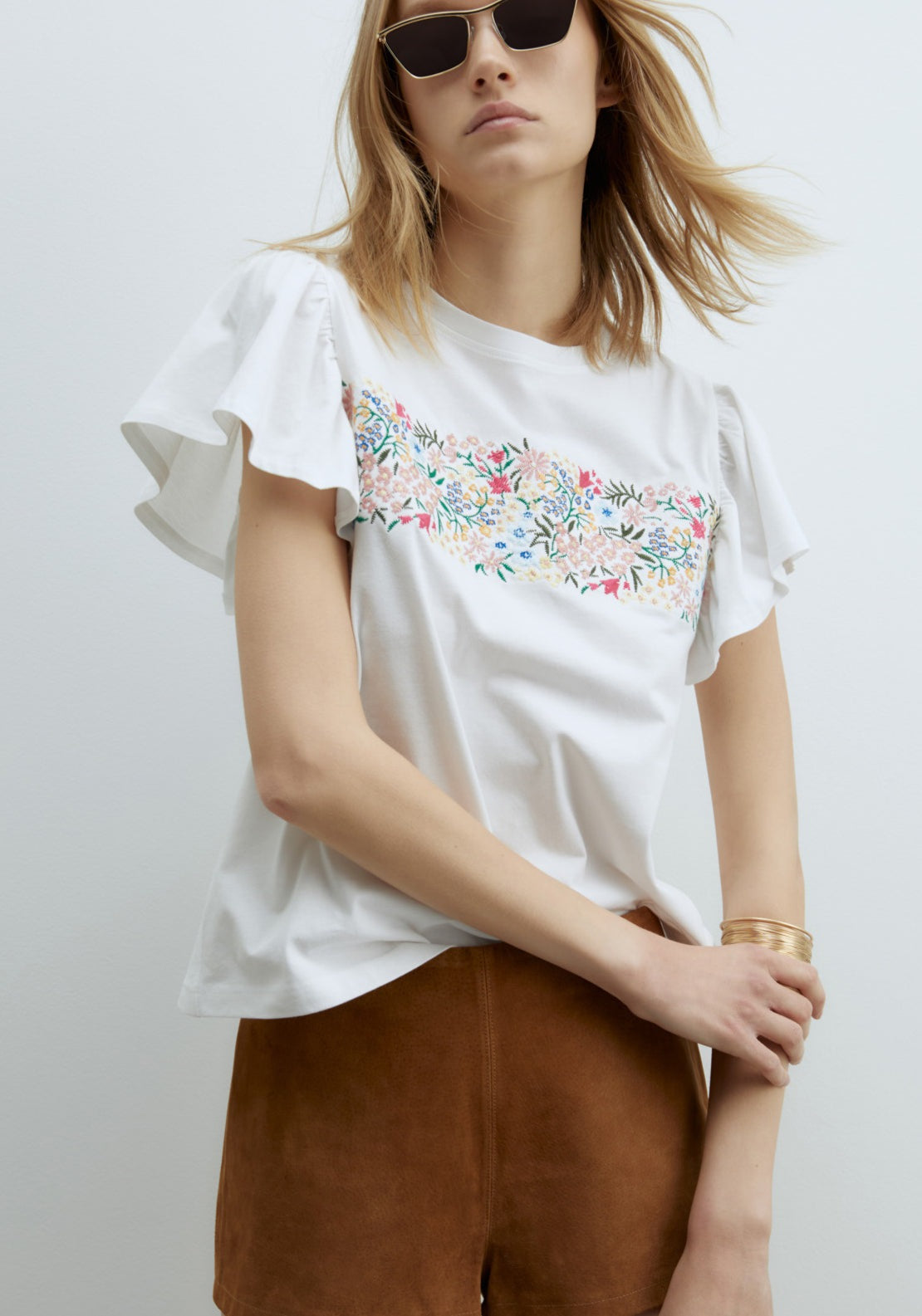 Sfera Embroidered T-Shirt - White 4 Shaws Department Stores