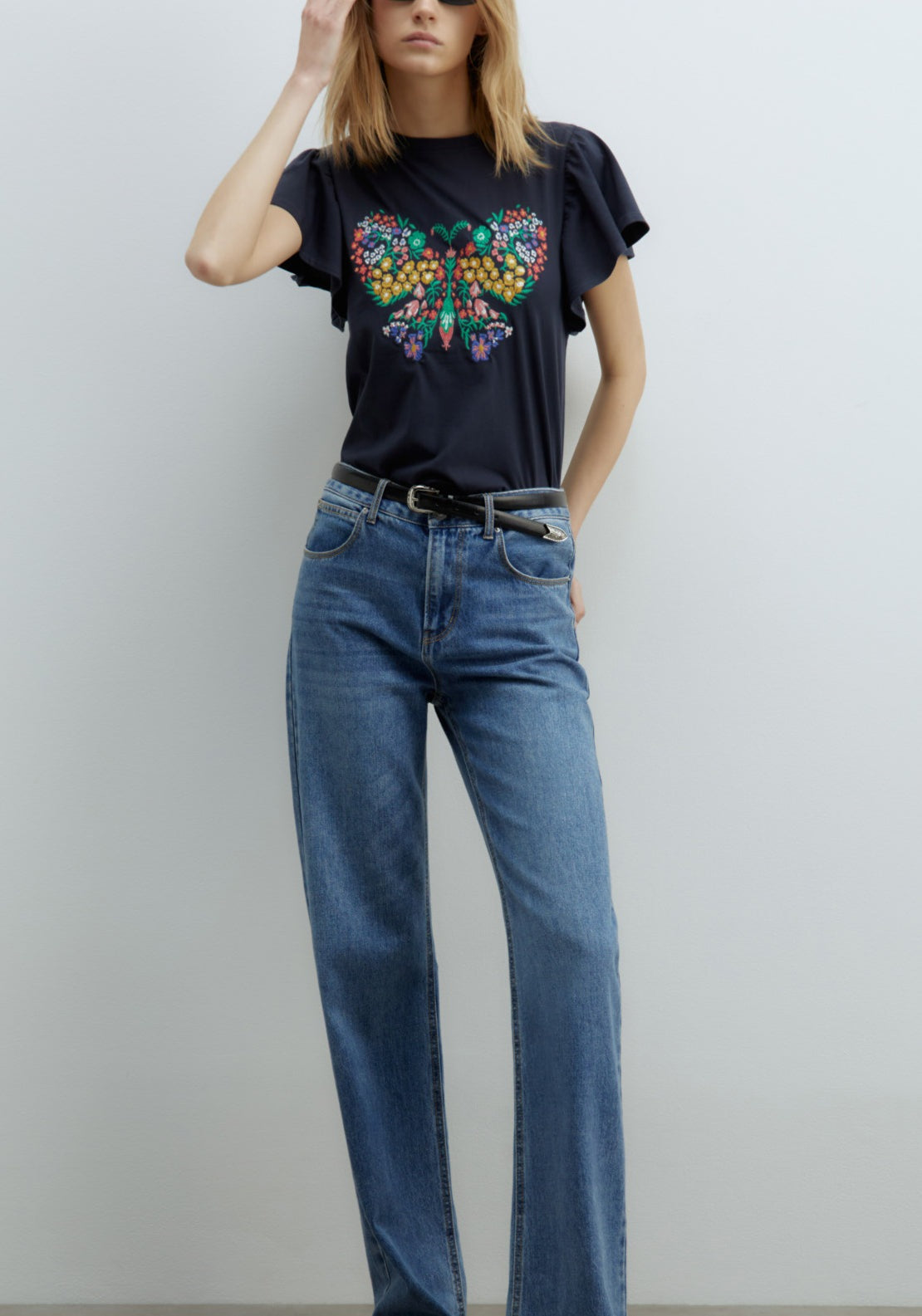 Sfera Embroidered T-Shirt - Navy 1 Shaws Department Stores
