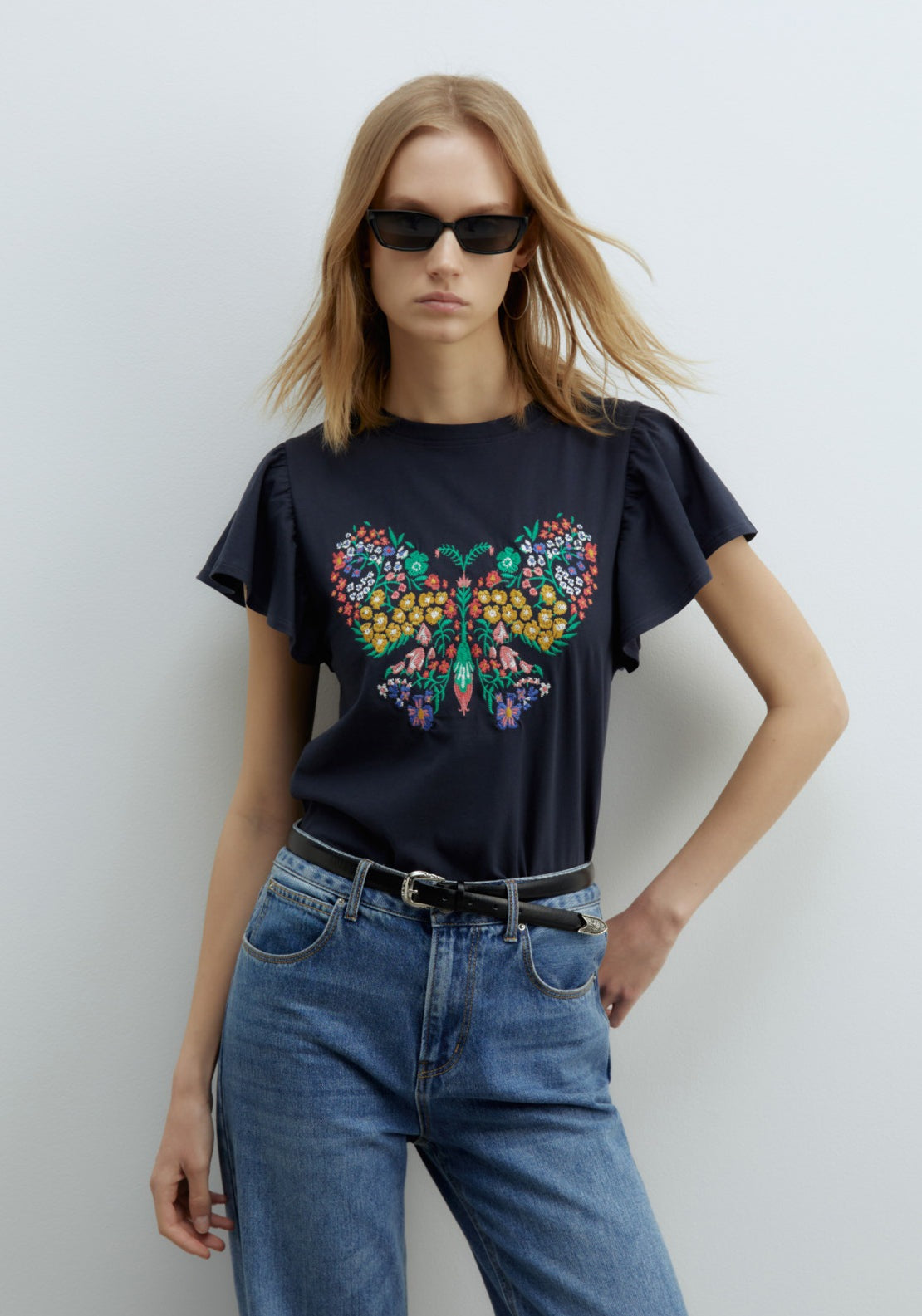Sfera Embroidered T-Shirt - Navy 4 Shaws Department Stores