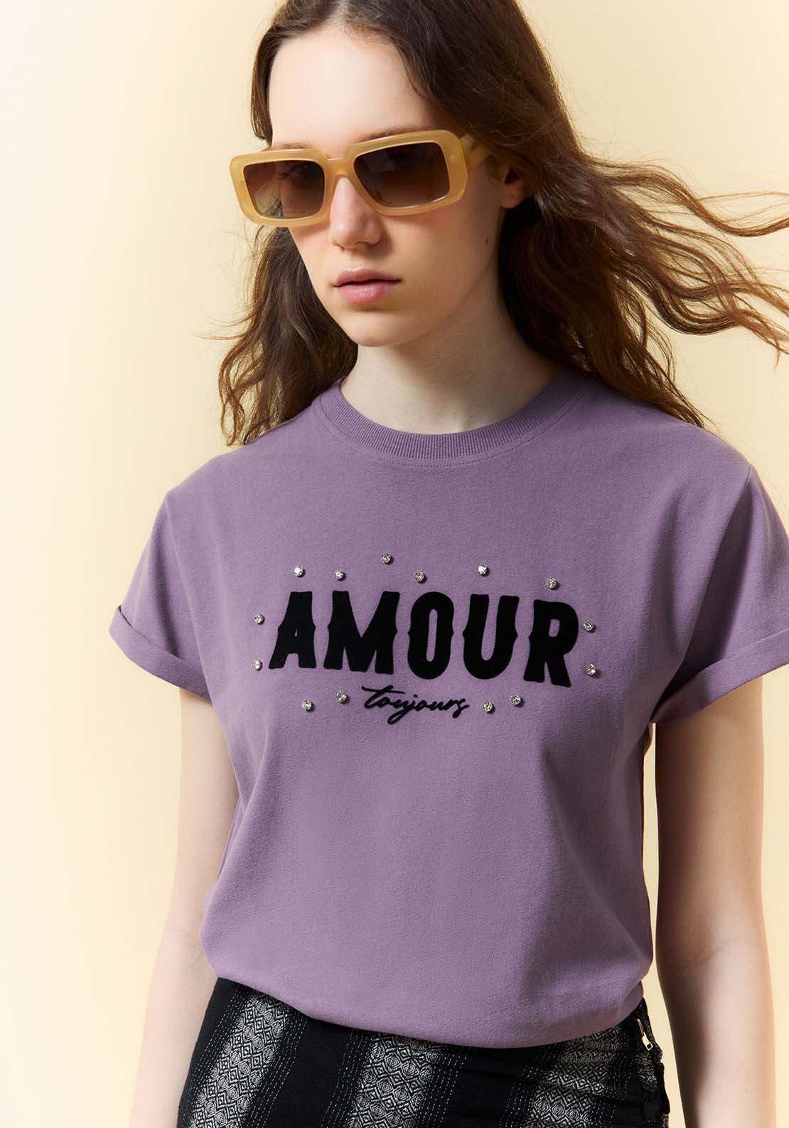 Rhinestone T-Shirt - Purple