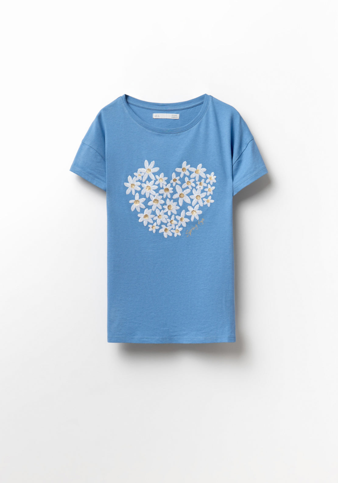 Sequined Print Top - Blue