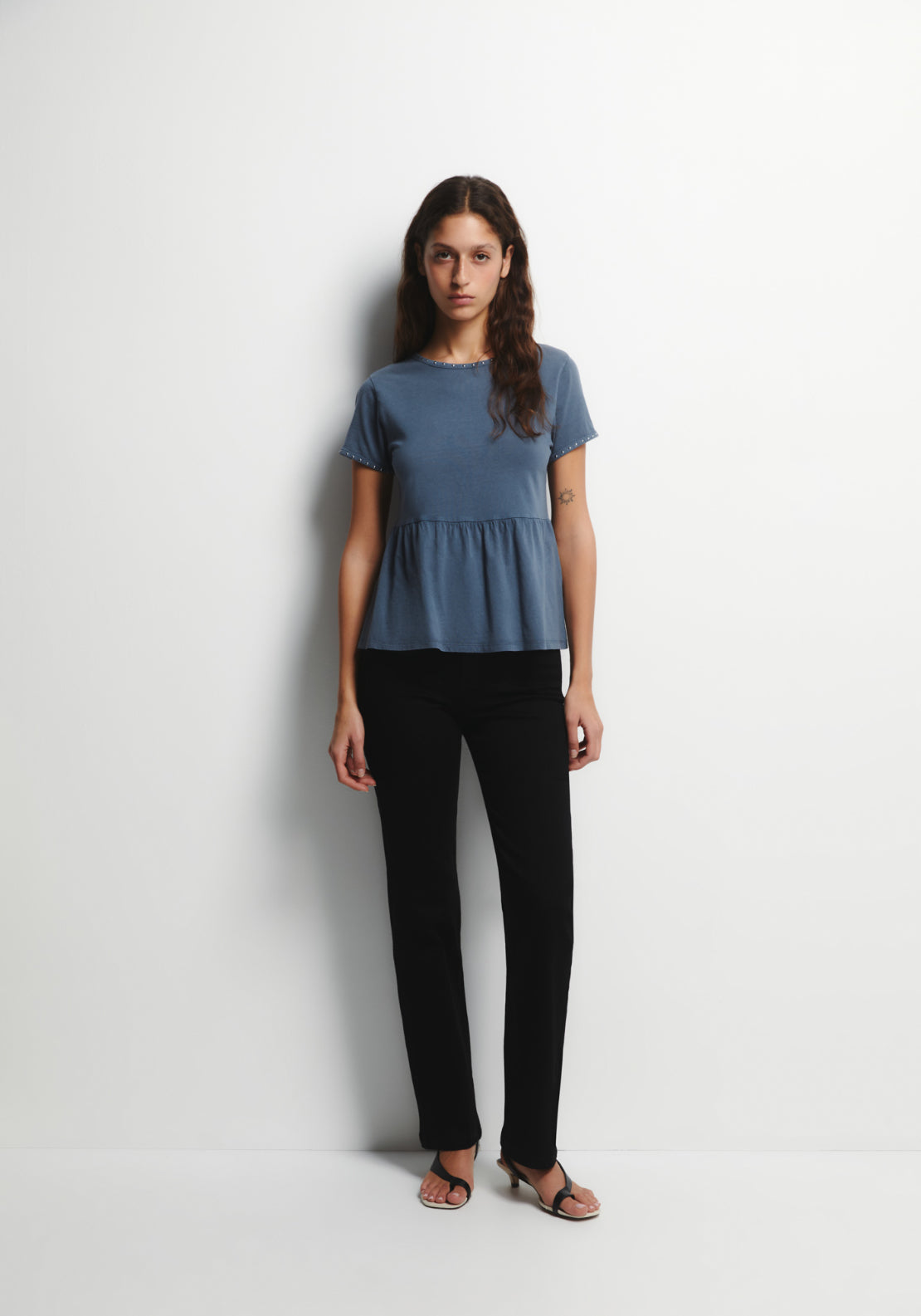 Sfera Stud Detail T-Shirt - Blue 9 Shaws Department Stores