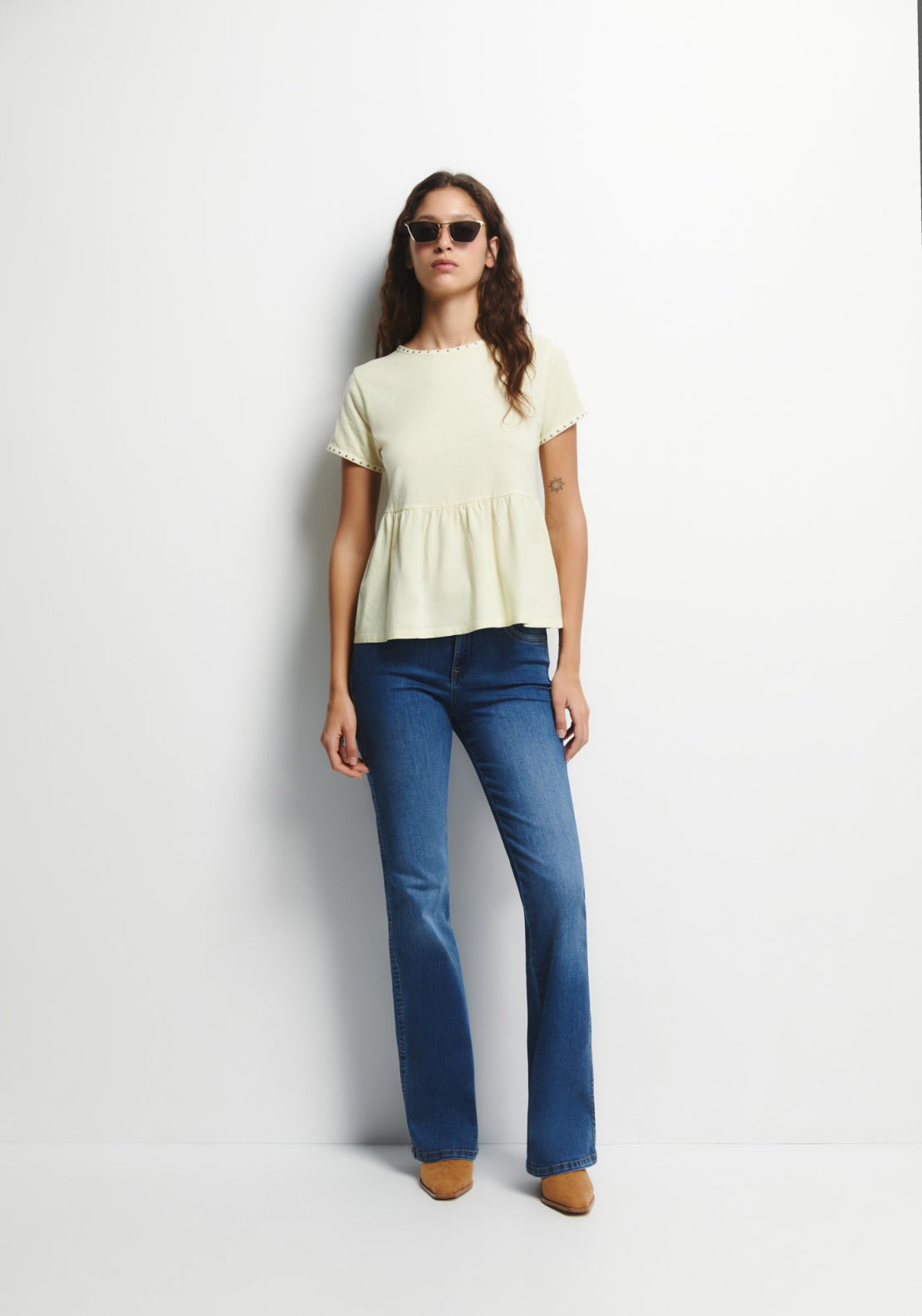 Stud Detail T-Shirt - Yellow
