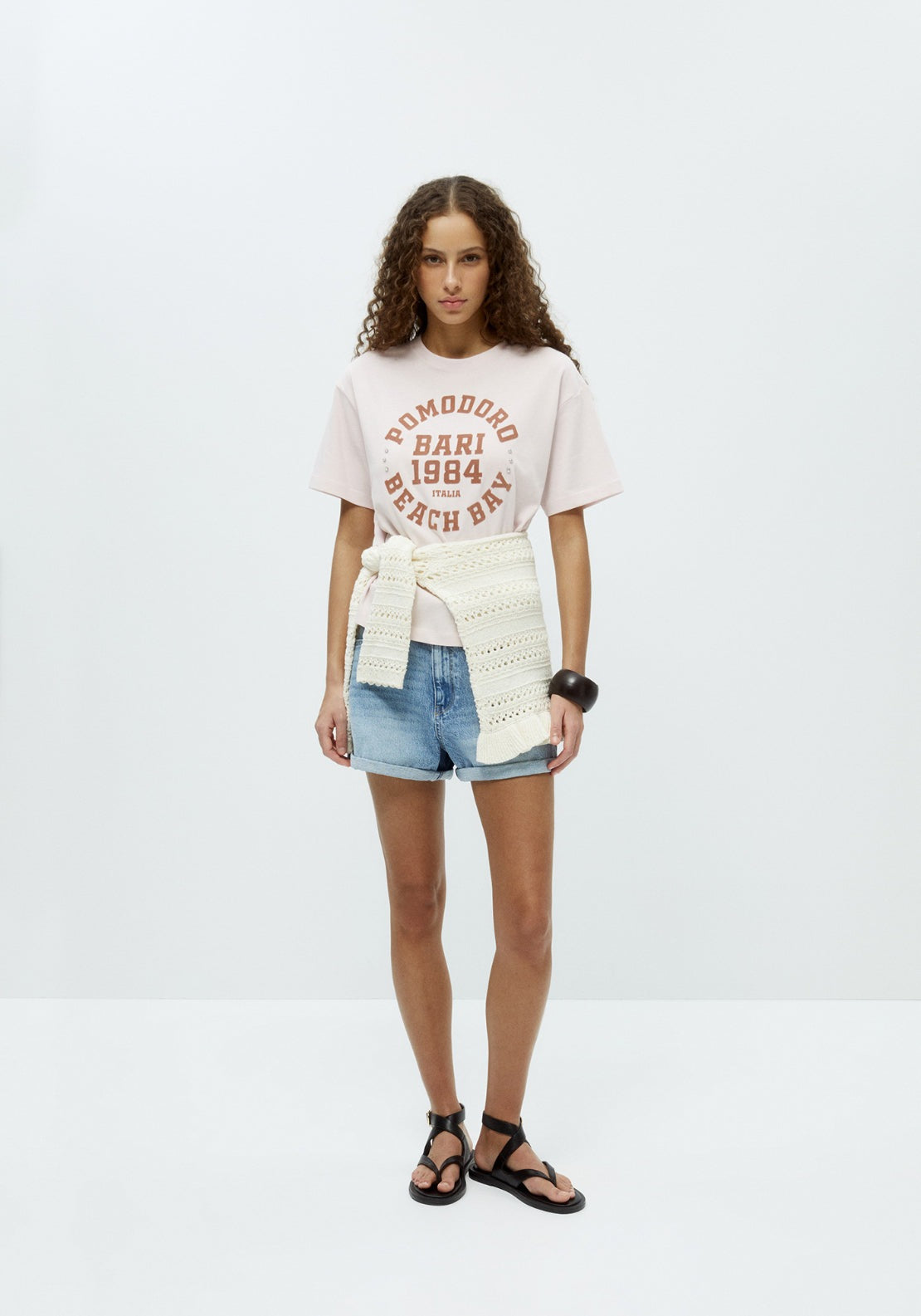 Sparkly Graphic Cotton T-Shirt - Pink