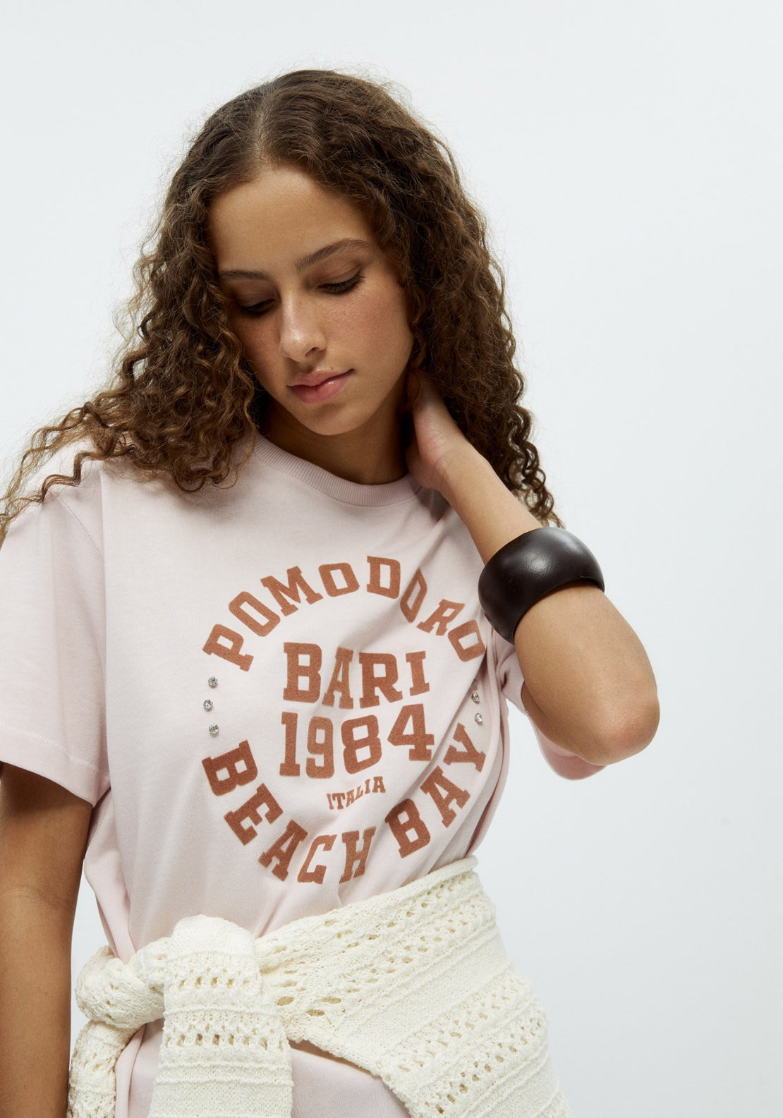 Sparkly Graphic Cotton T-Shirt - Pink