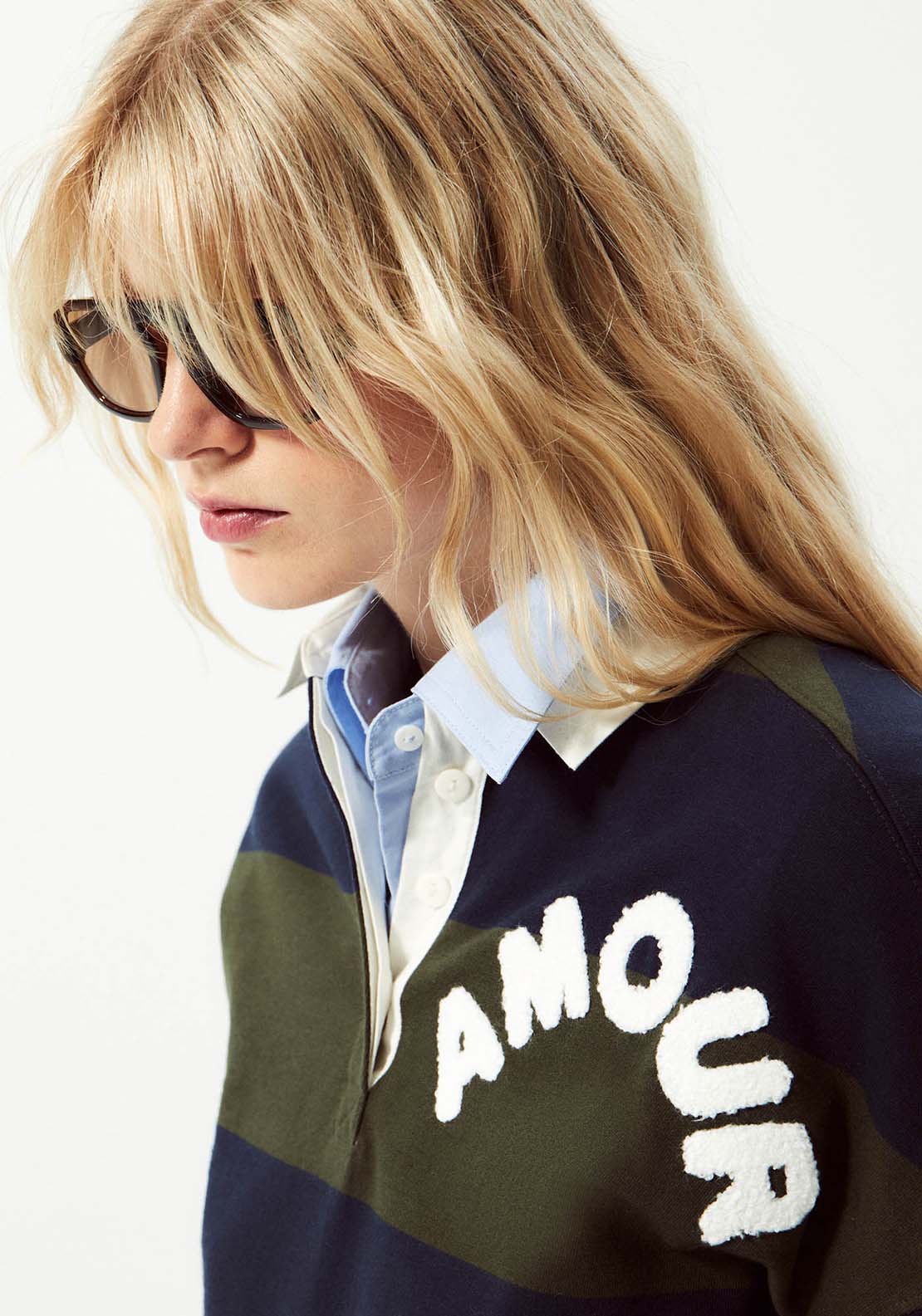 Polo Neck Sweatshirt - Blue
