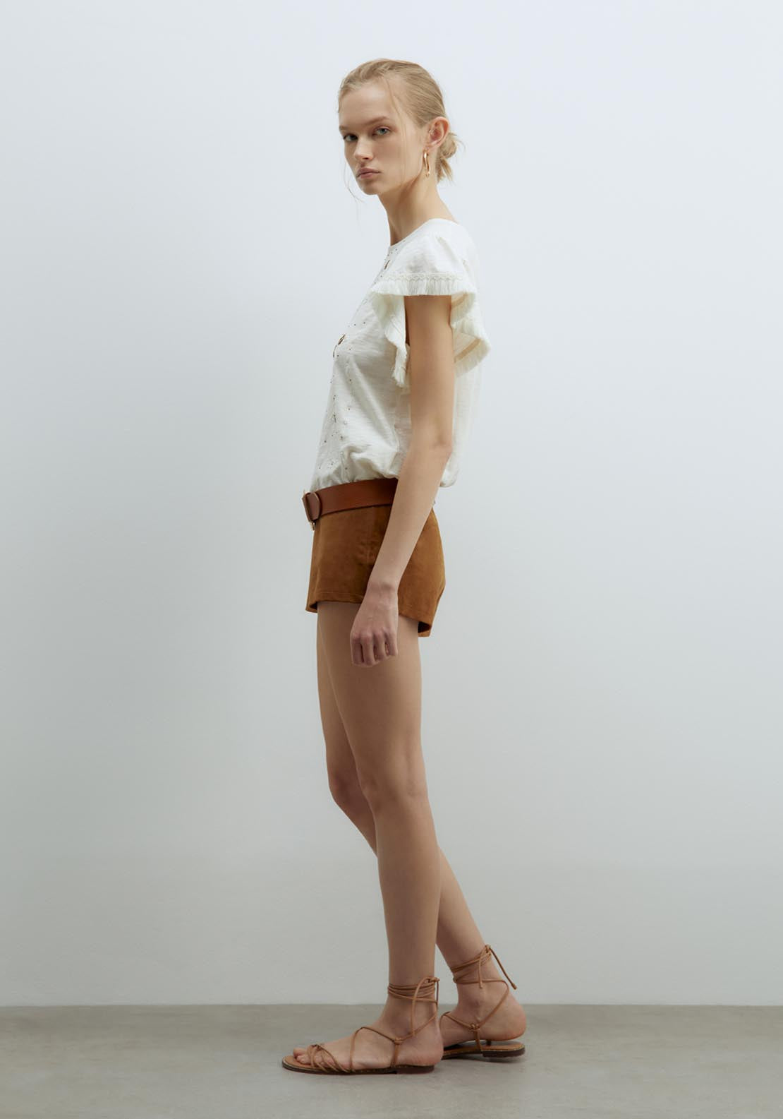 Sfera Fringe Embroidered T-Shirt - White 3 Shaws Department Stores