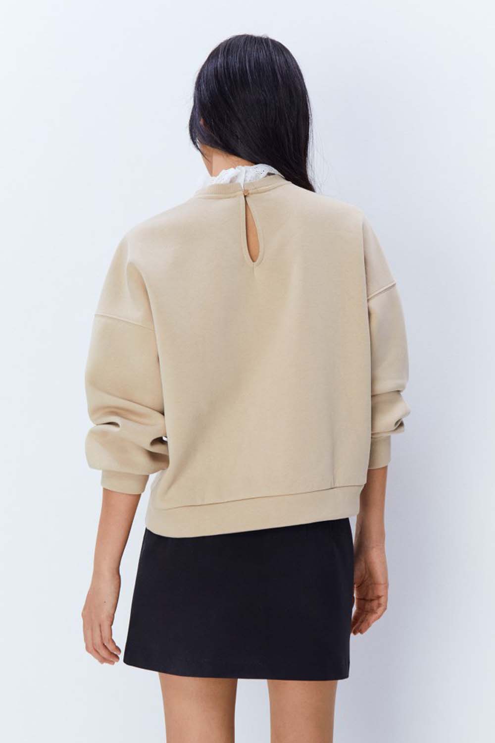 Sfera Lacy collar sweatshirt - Beige 6 Shaws Department Stores